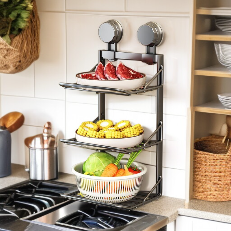 Organisateur de plan de travail à ventouse, porte-aliments à plusieurs étages, installation facile