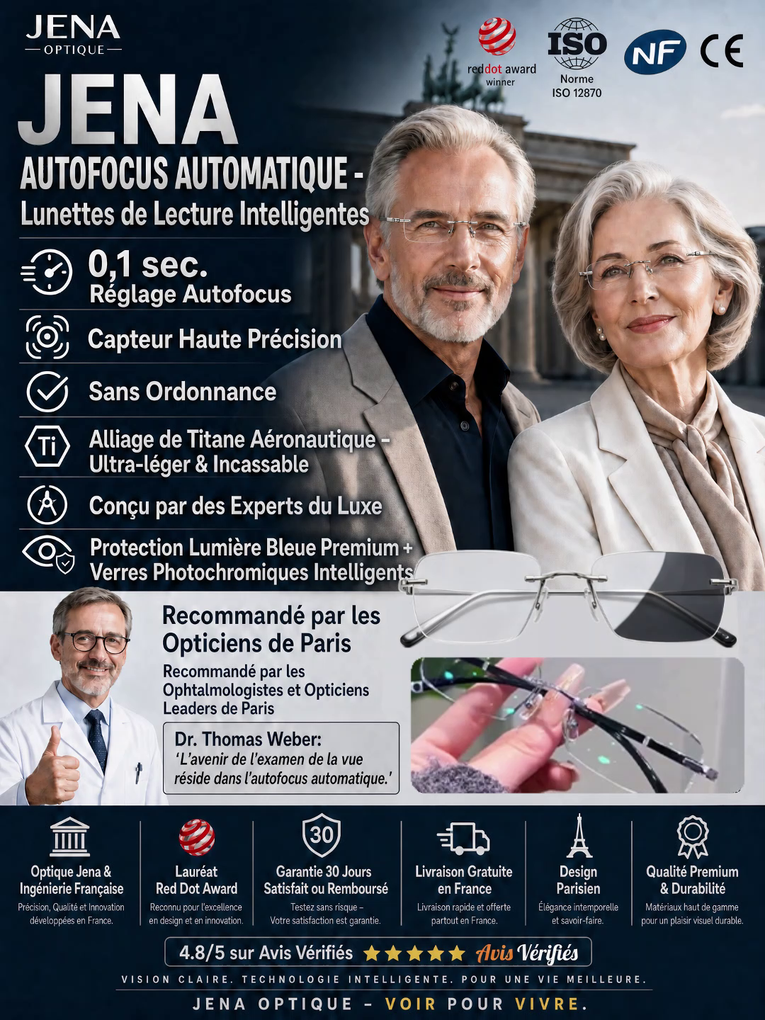 【Aucun examen de la vue requis】Mise au point en 0,1 s : Vision parfaite de près comme de loin !Vos Dernières Lunettes à Vie