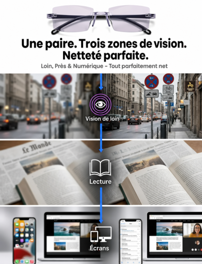 【Aucun examen de la vue requis】Mise au point en 0,1 s : Vision parfaite de près comme de loin !Vos Dernières Lunettes à Vie