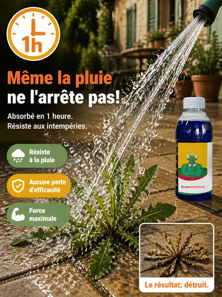 Spécialiste des herbes tenaces : effet en 3 h, jusqu’à 3000 m²