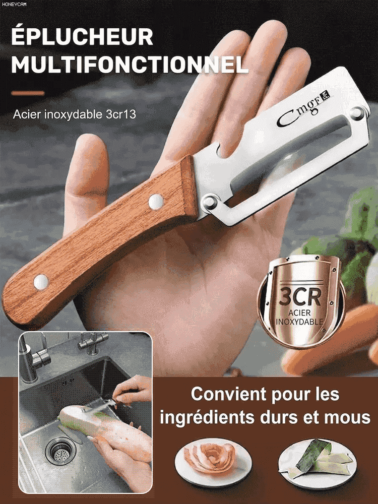 Grand éplucheur multifonction en acier inoxydable