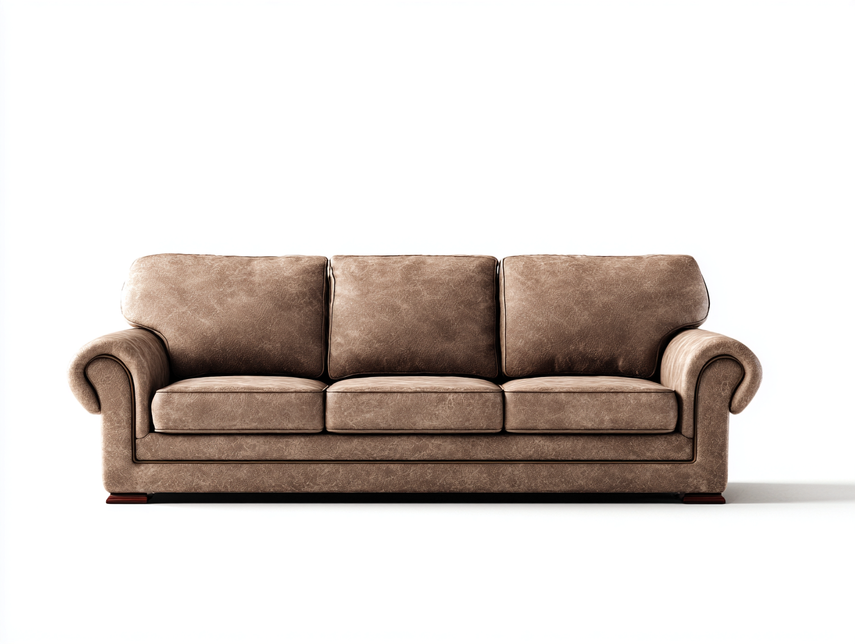 Canapé 3 places en tissu effet daim 210x92x86 cm – marron – design classique – usage intérieur-Airyete