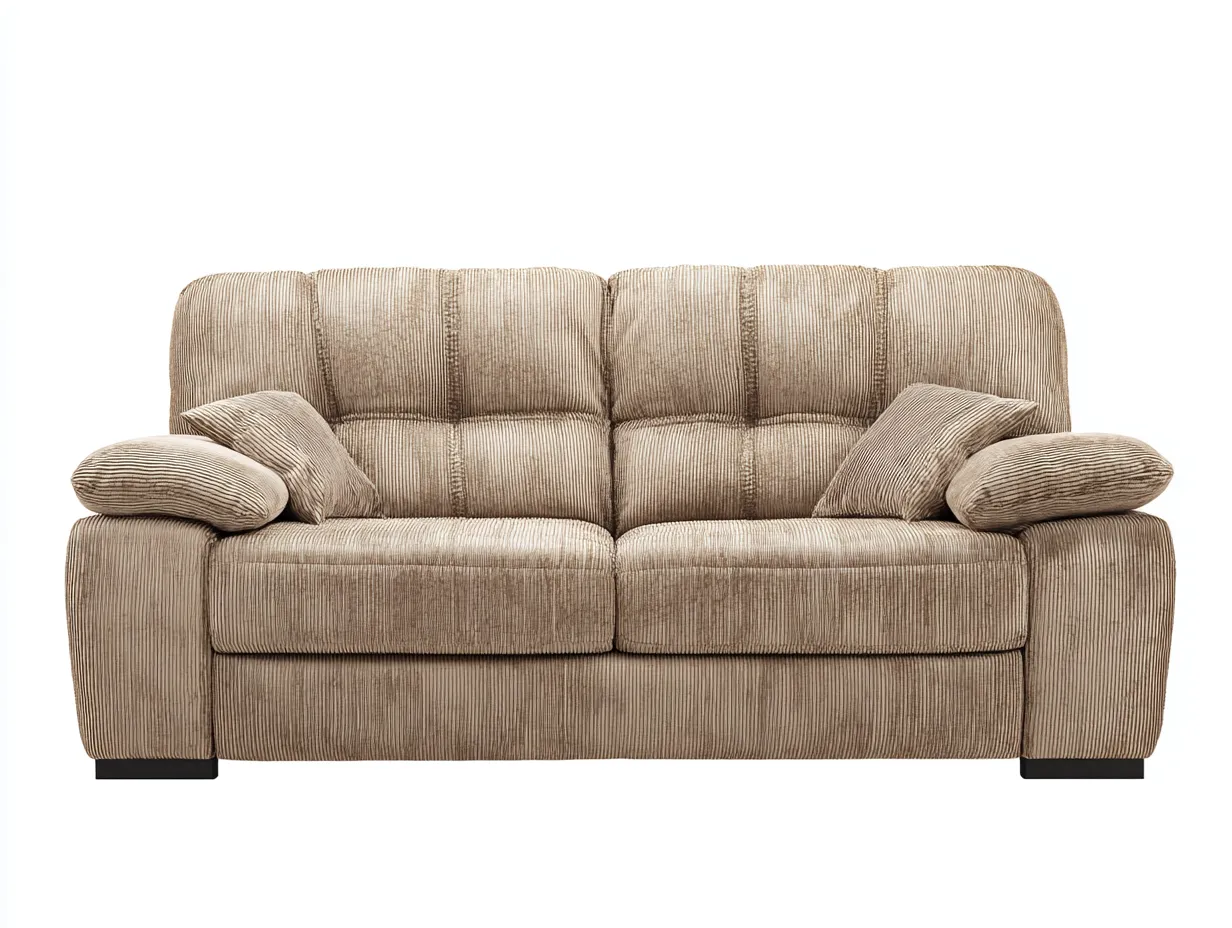 Canapé 3 places en tissu côtelé 200x95x90 cm – marron clair – style confortable pour salon-Airyete