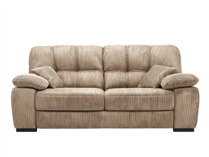 Canapé 3 places en tissu côtelé 200x95x90 cm – marron clair – style confortable pour salon-Airyete