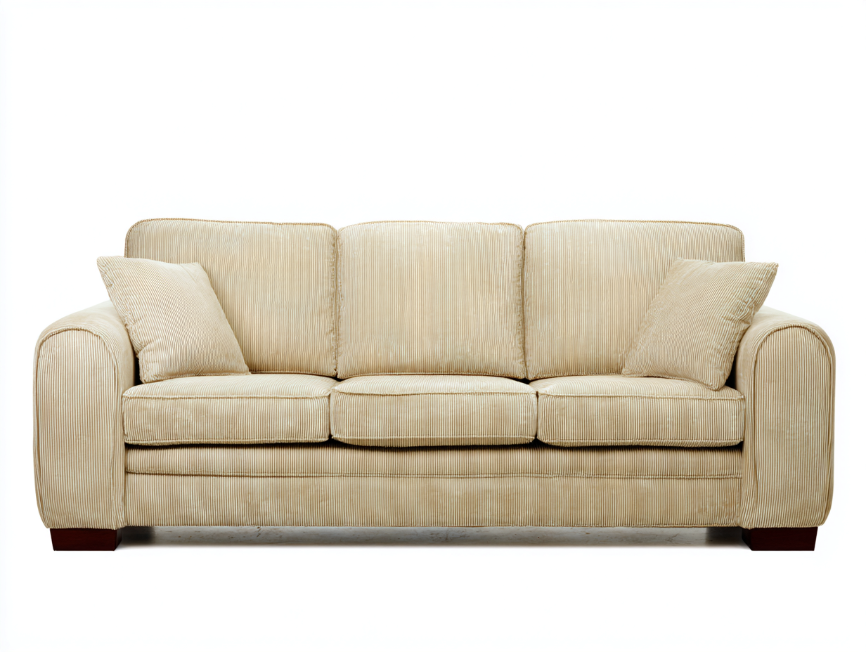 Canapé 3 places en tissu côtelé 205x90x85 cm – beige – design classique – usage intérieur-Airyete