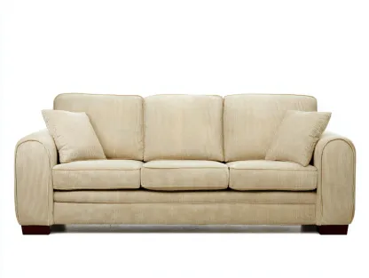 Canapé 3 places en tissu côtelé 205x90x85 cm – beige – design classique – usage intérieur-Airyete