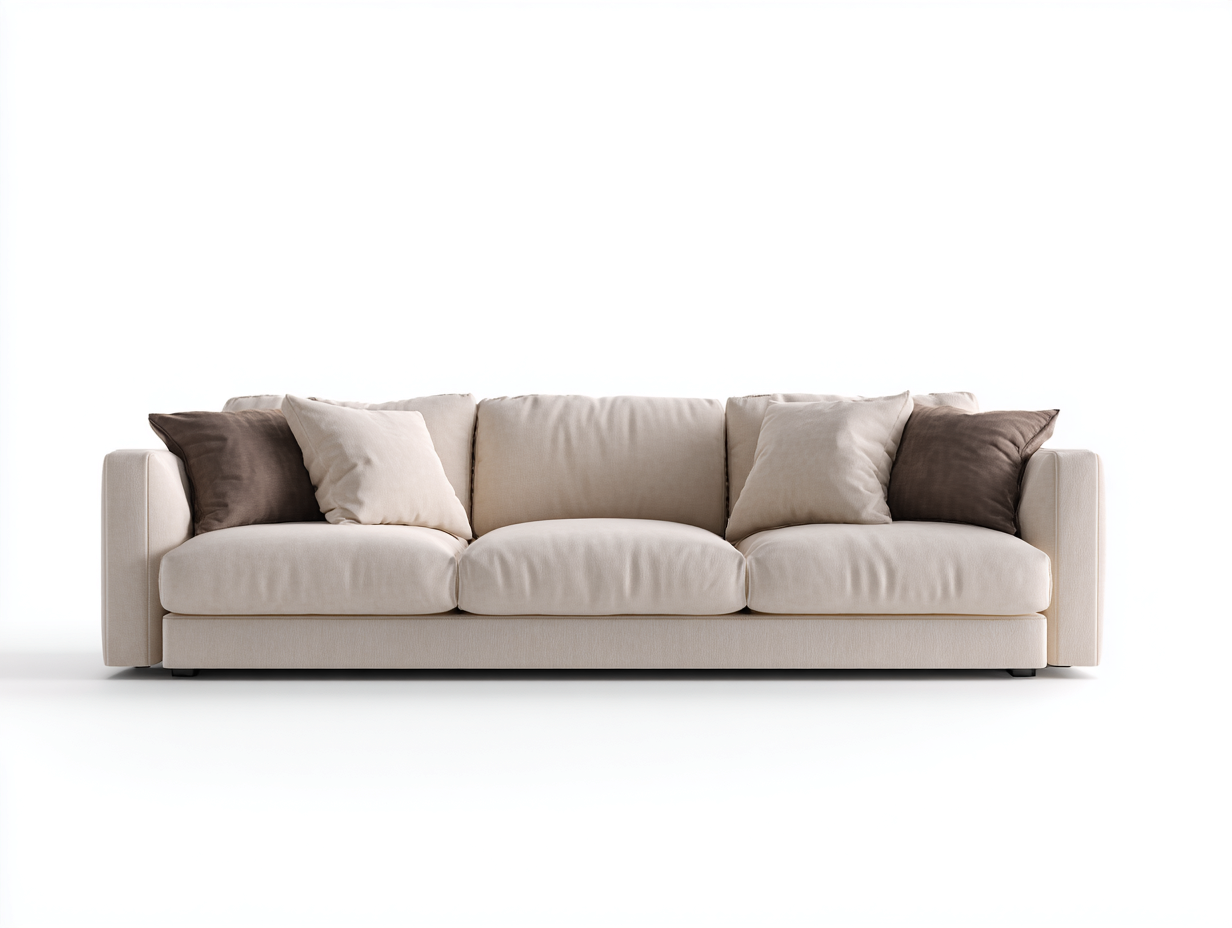 Canapé 3 places en tissu 215x95x88 cm – beige clair – style moderne pour salon-Airyete