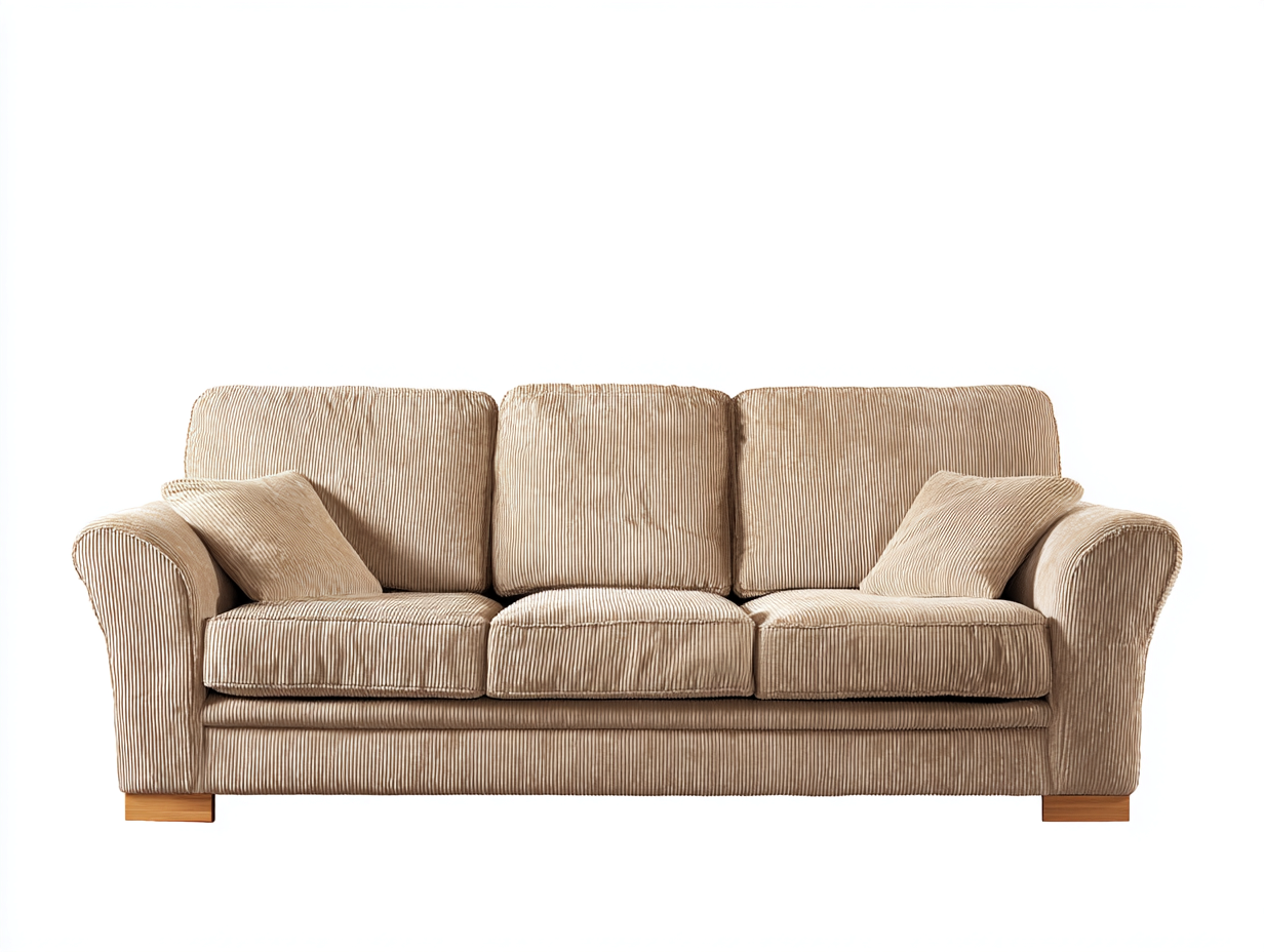 Canapé 3 places en tissu côtelé 210x90x85 cm – Beige clair – Confort pour salon – Design contemporain-Airyete