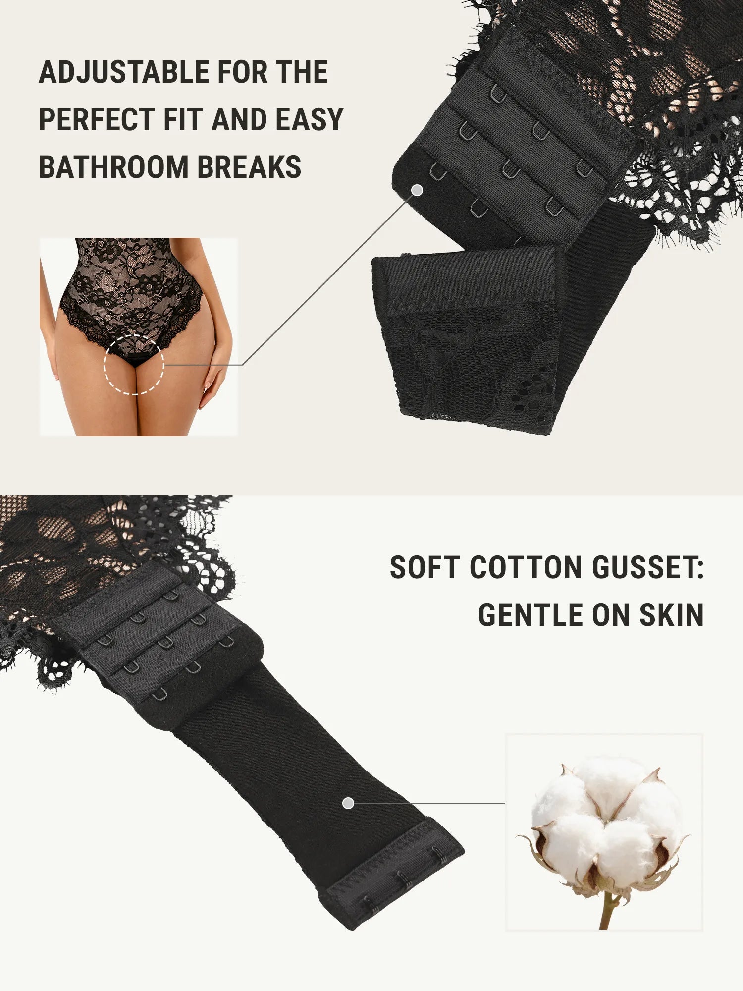 Lume Lingerie Lace V Neck Full Bodysuit