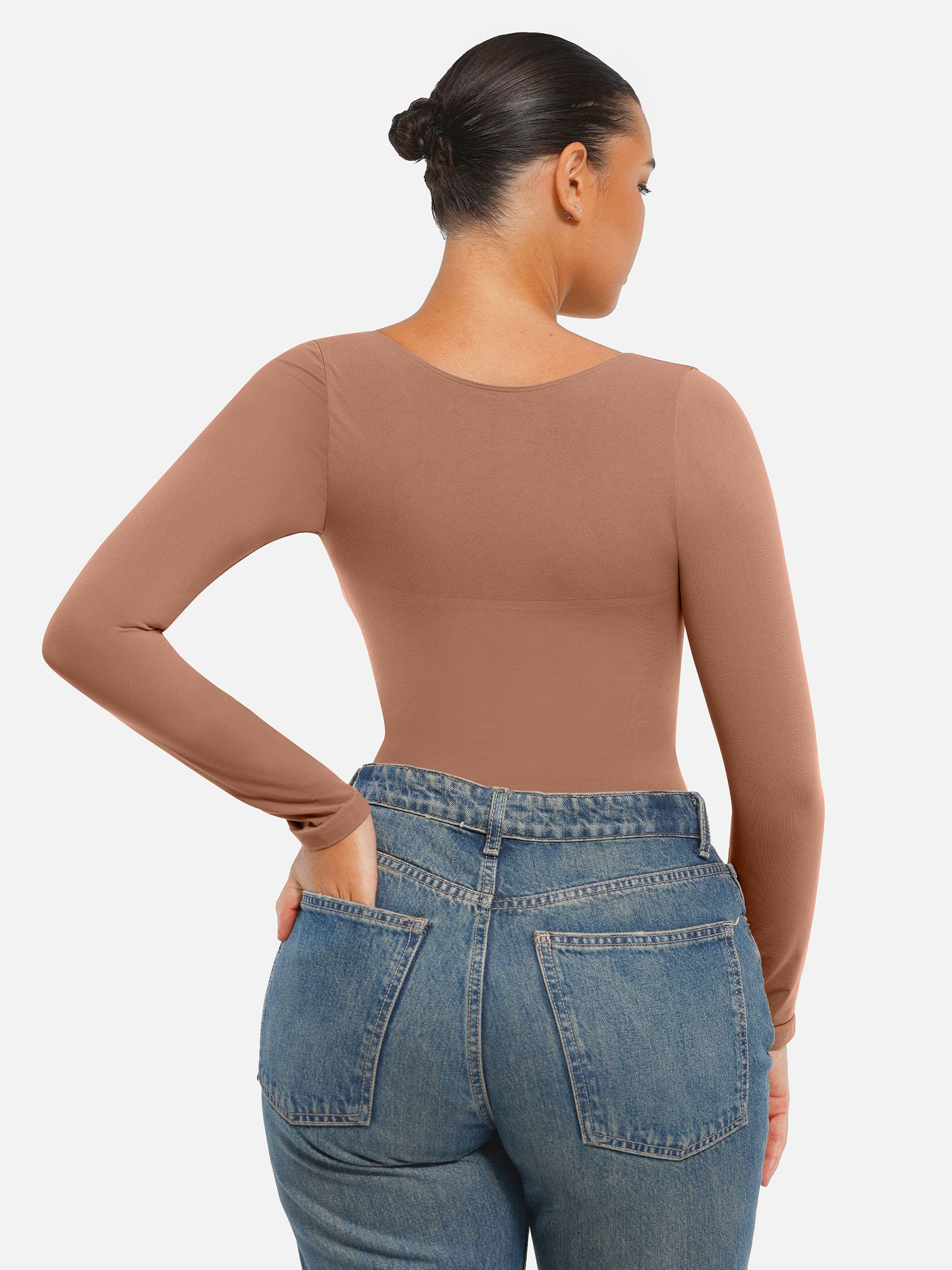 Lume Lingerie Seamless Long Sleeve Tummy Control Thong Bodysuit