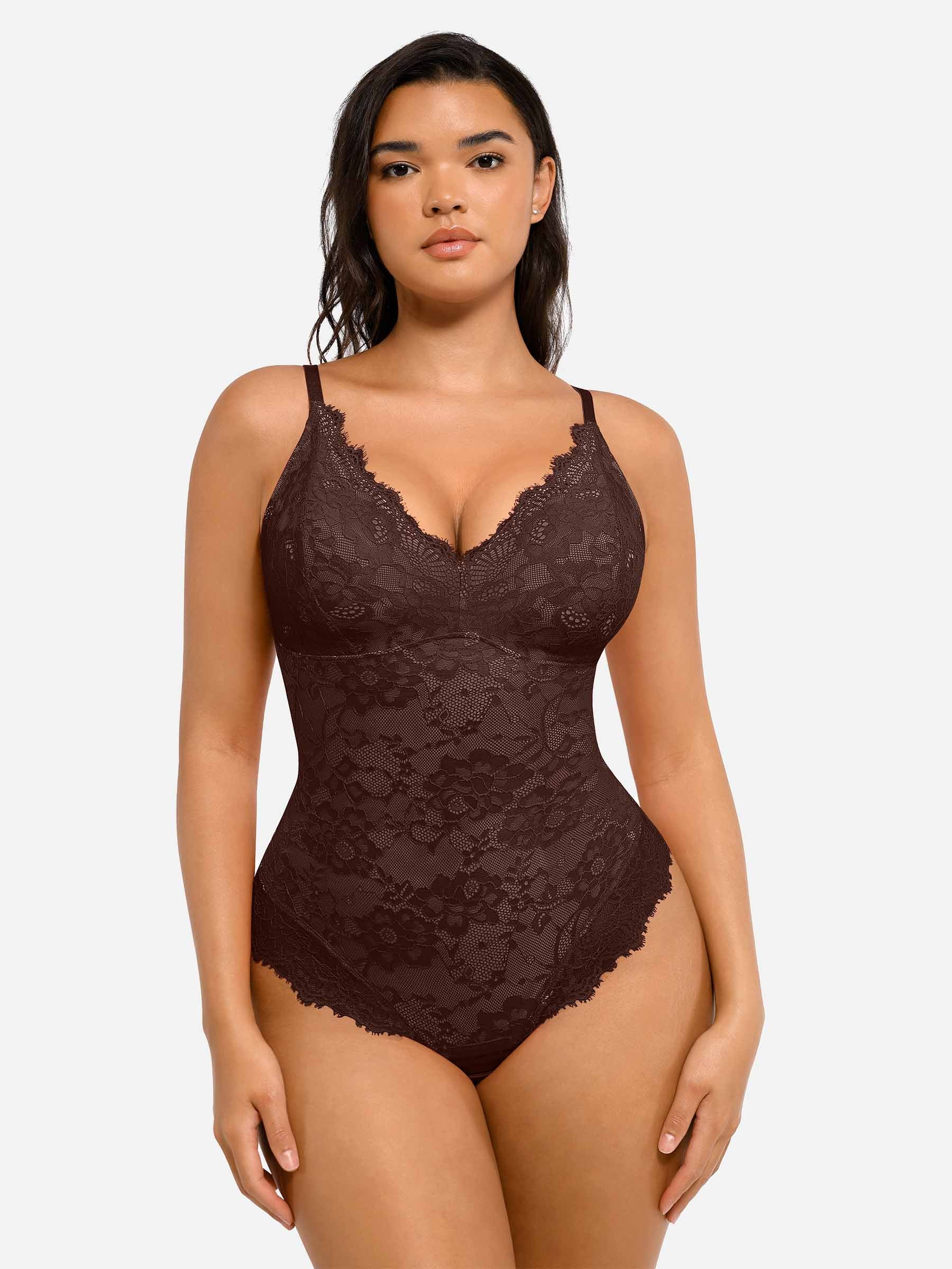 Lume Lingerie Lace V Neck Full Bodysuit