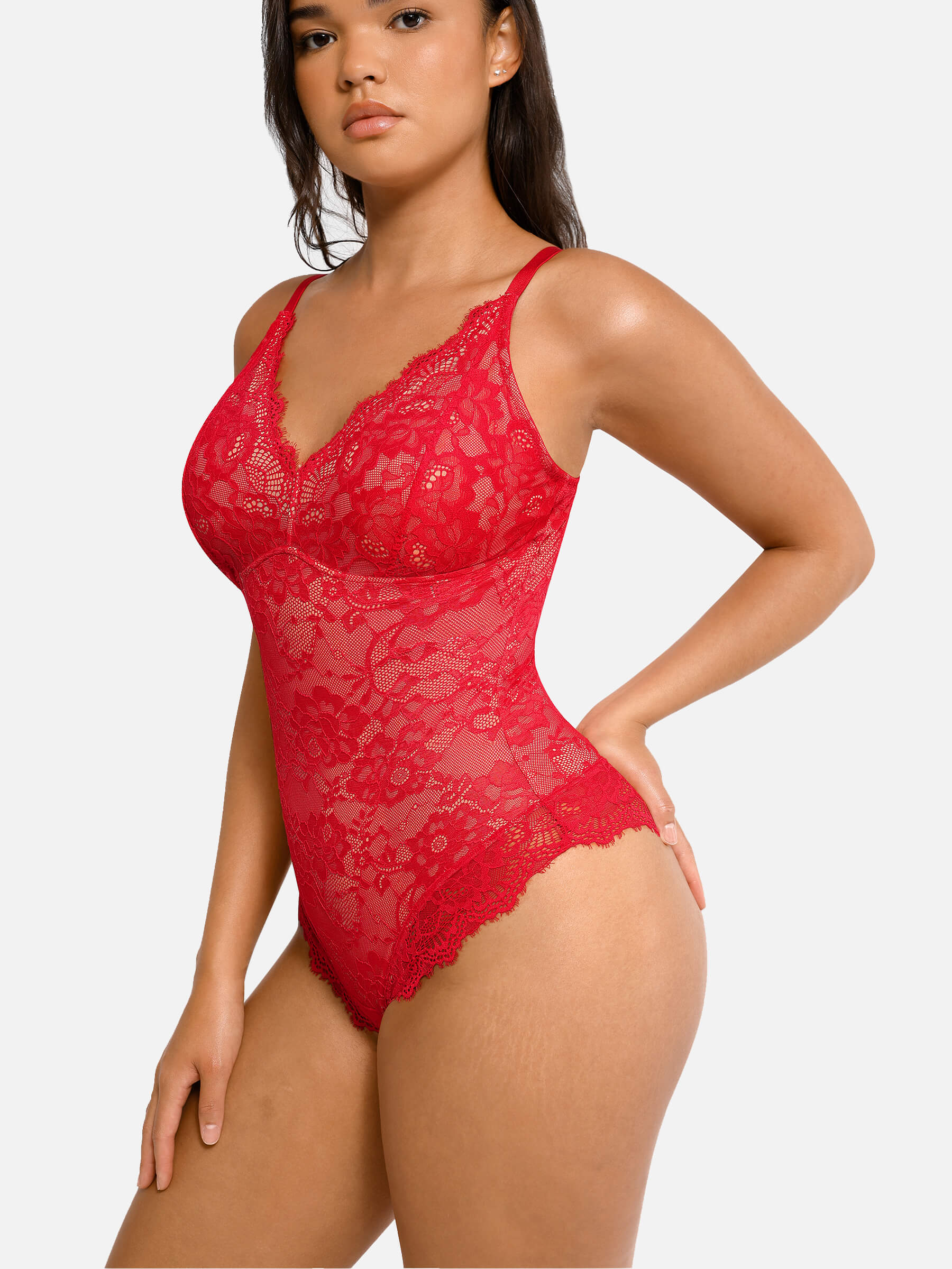 Lume Lingerie Lace V Neck Full Bodysuit