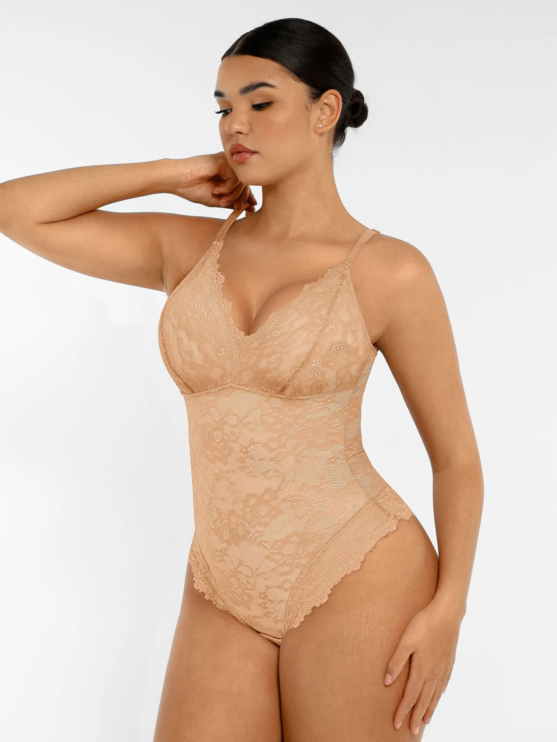Lume Lingerie Lace V Neck Full Bodysuit