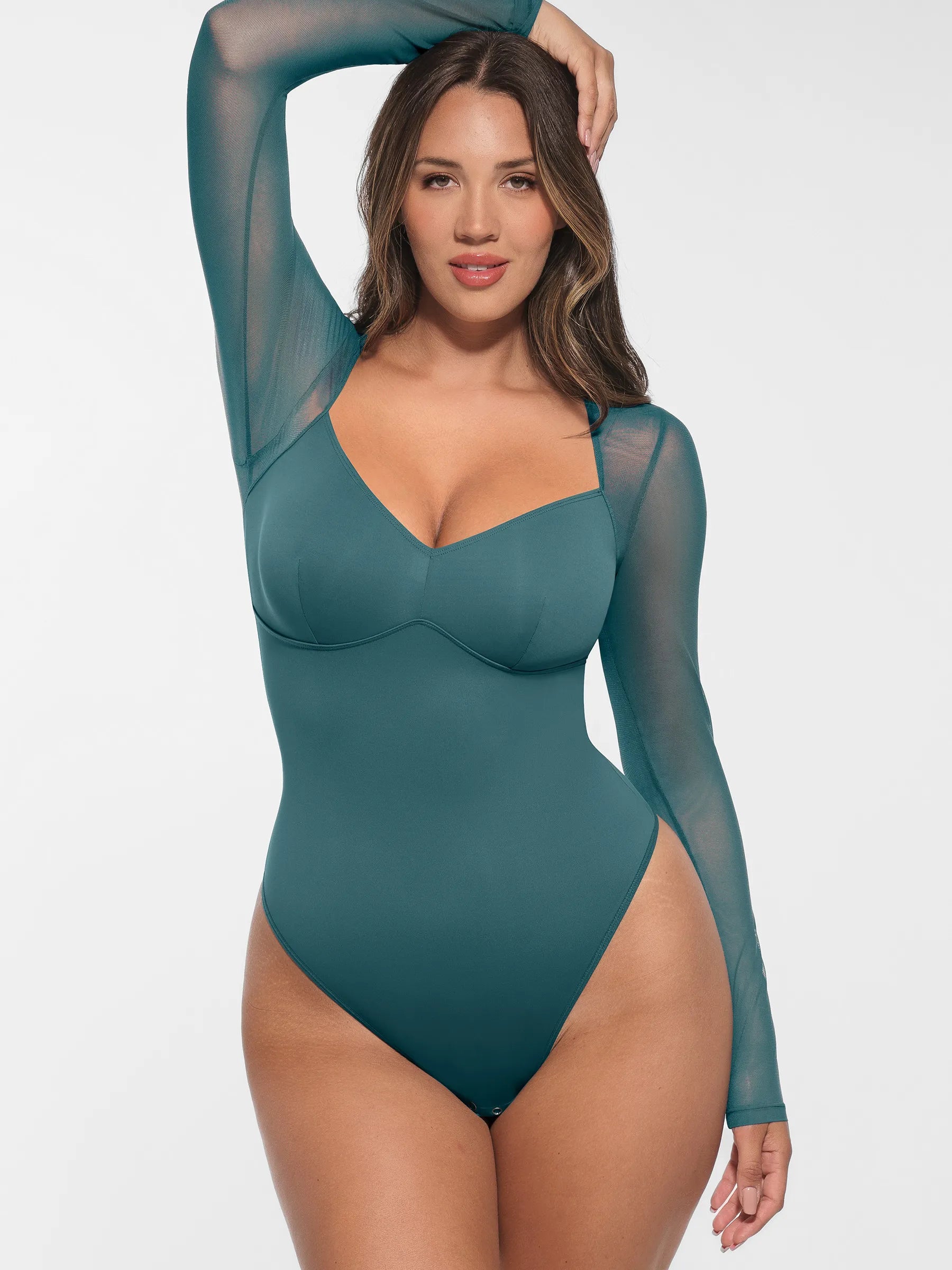 Lume Lingerie Mesh Panel V-Neck Bodysuit