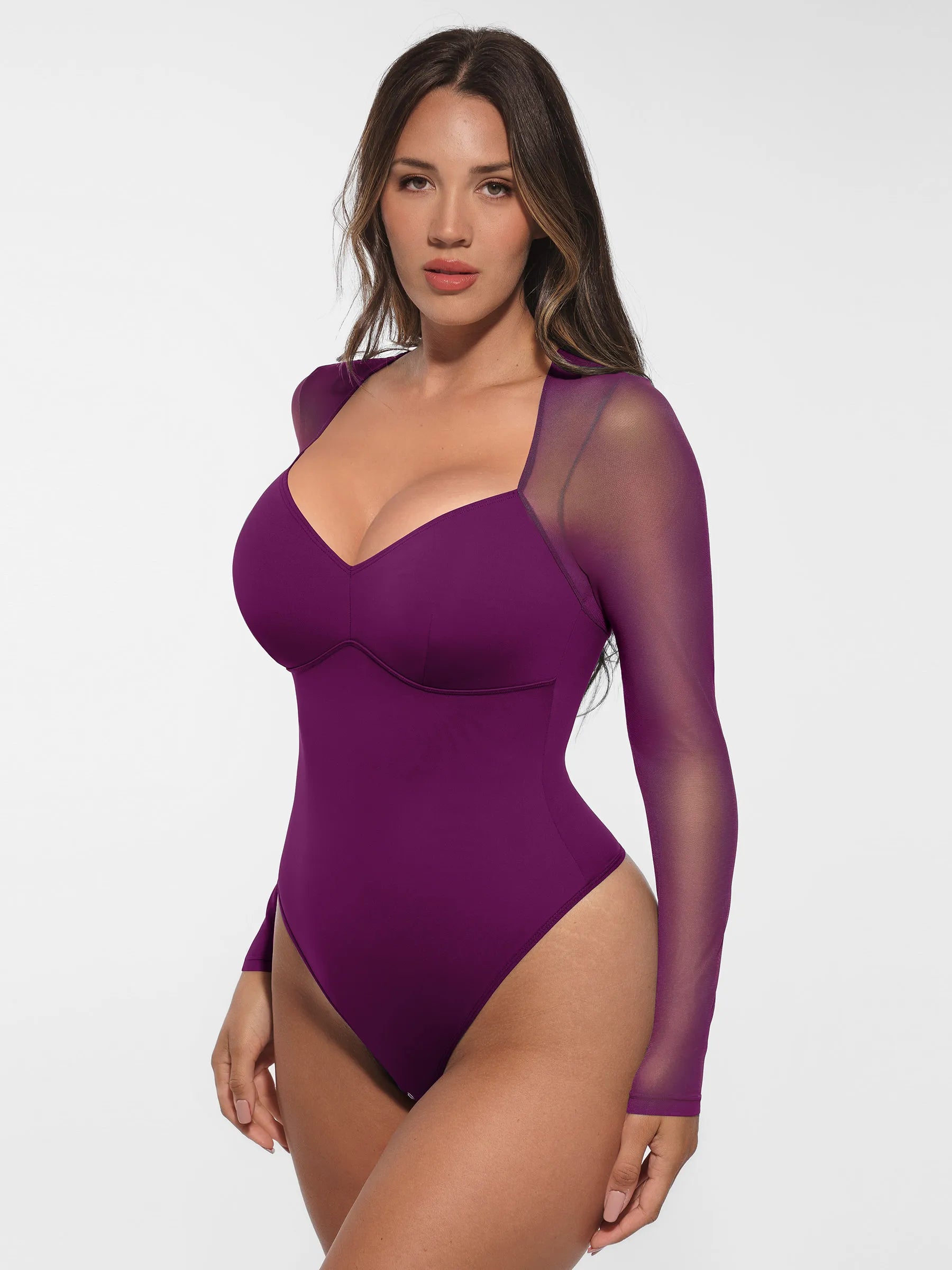 Lume Lingerie Mesh Panel V-Neck Bodysuit