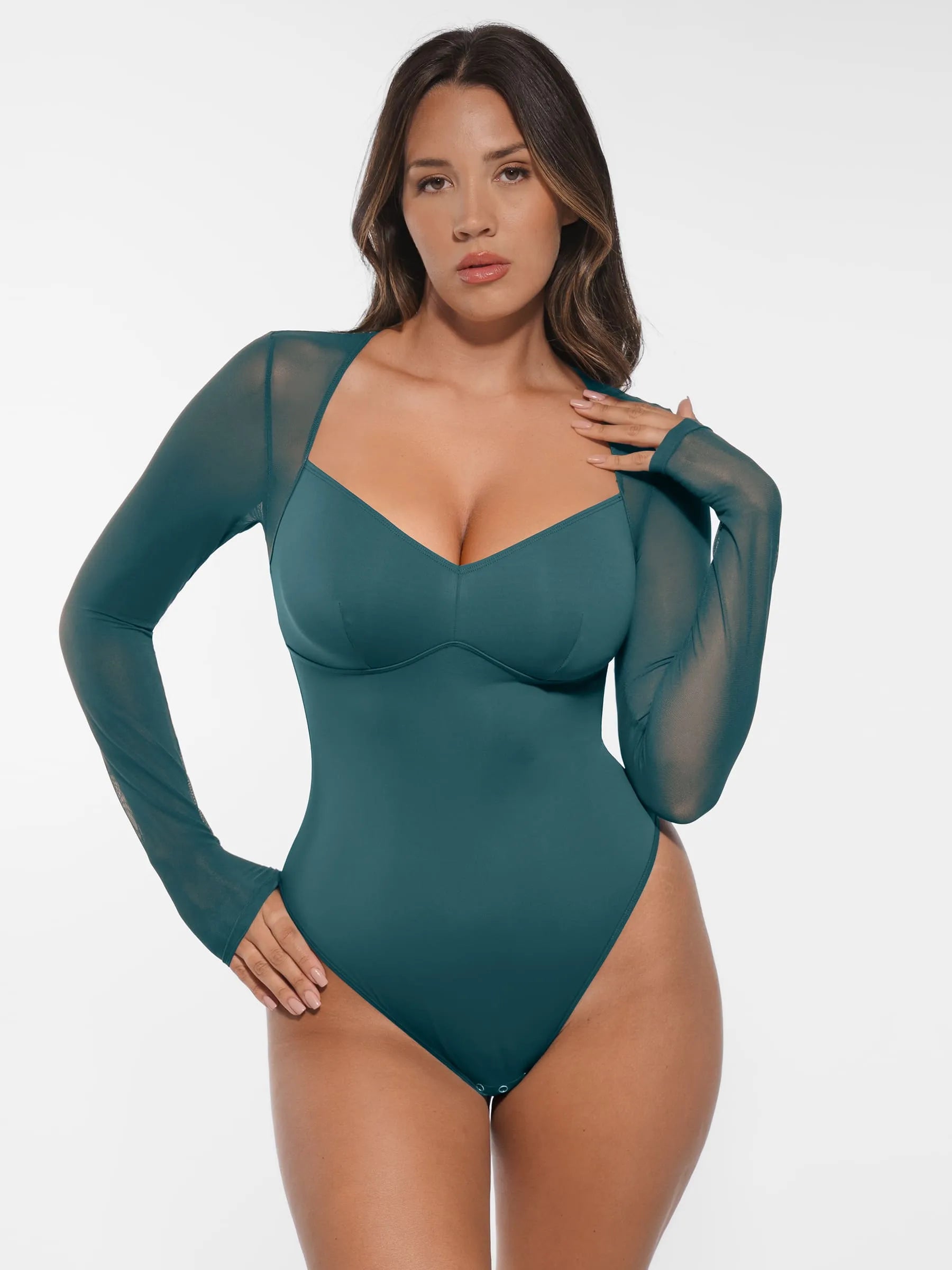 Lume Lingerie Mesh Panel V-Neck Bodysuit