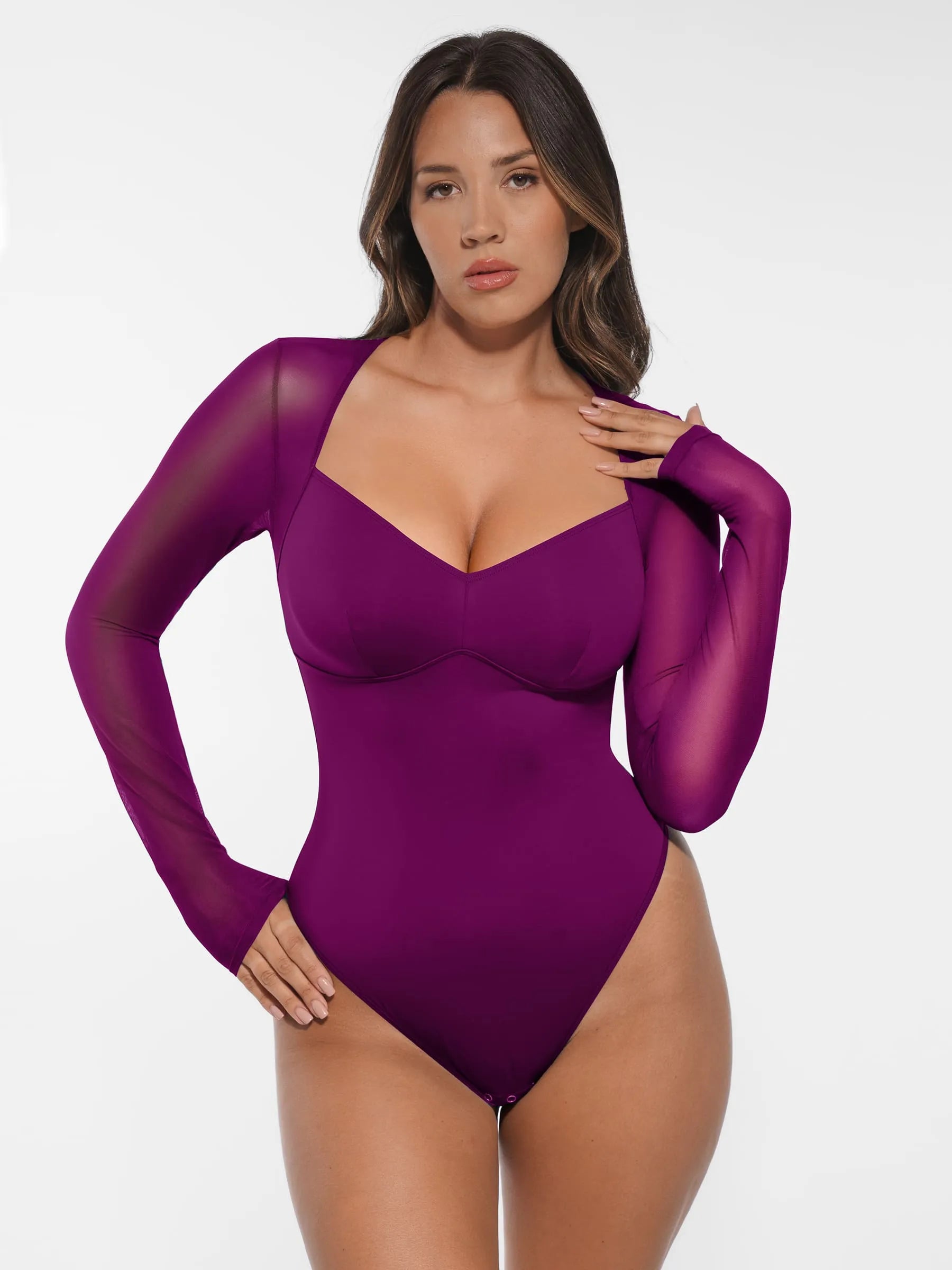 Lume Lingerie Mesh Panel V-Neck Bodysuit
