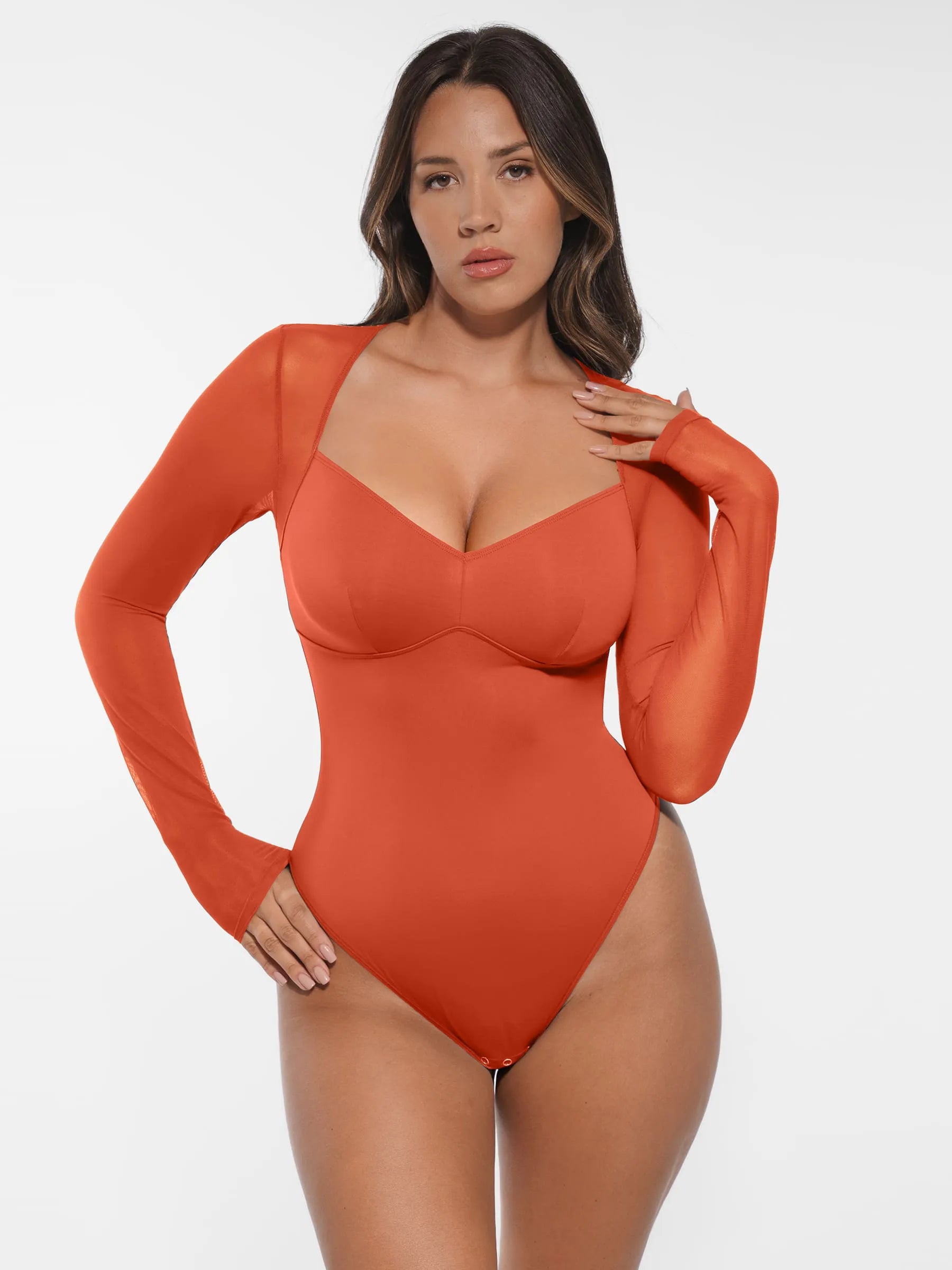 Lume Lingerie Mesh Panel V-Neck Bodysuit