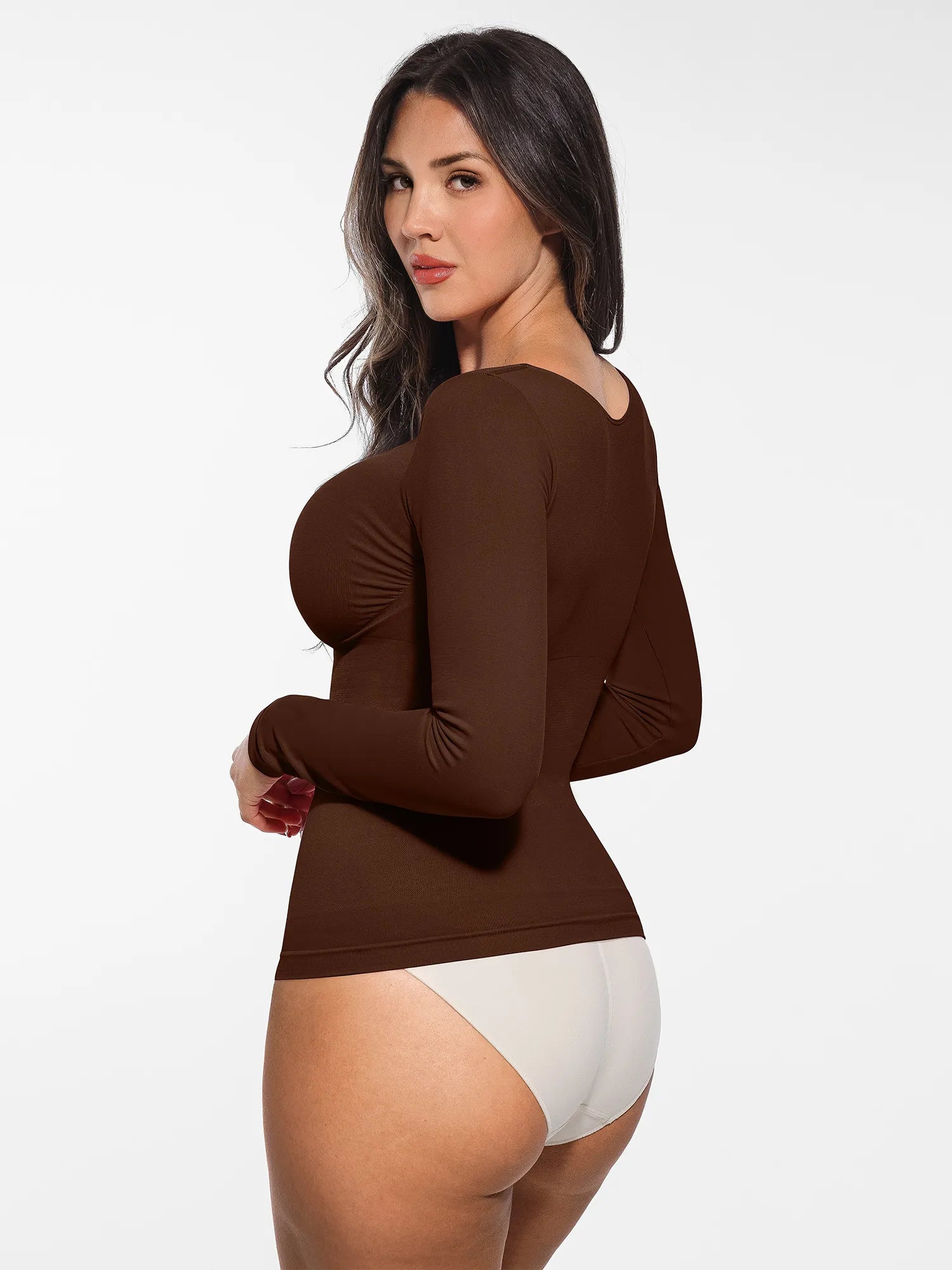 Lume Lingerie Seamless Long Sleeve Tummy Control Thong Bodysuit