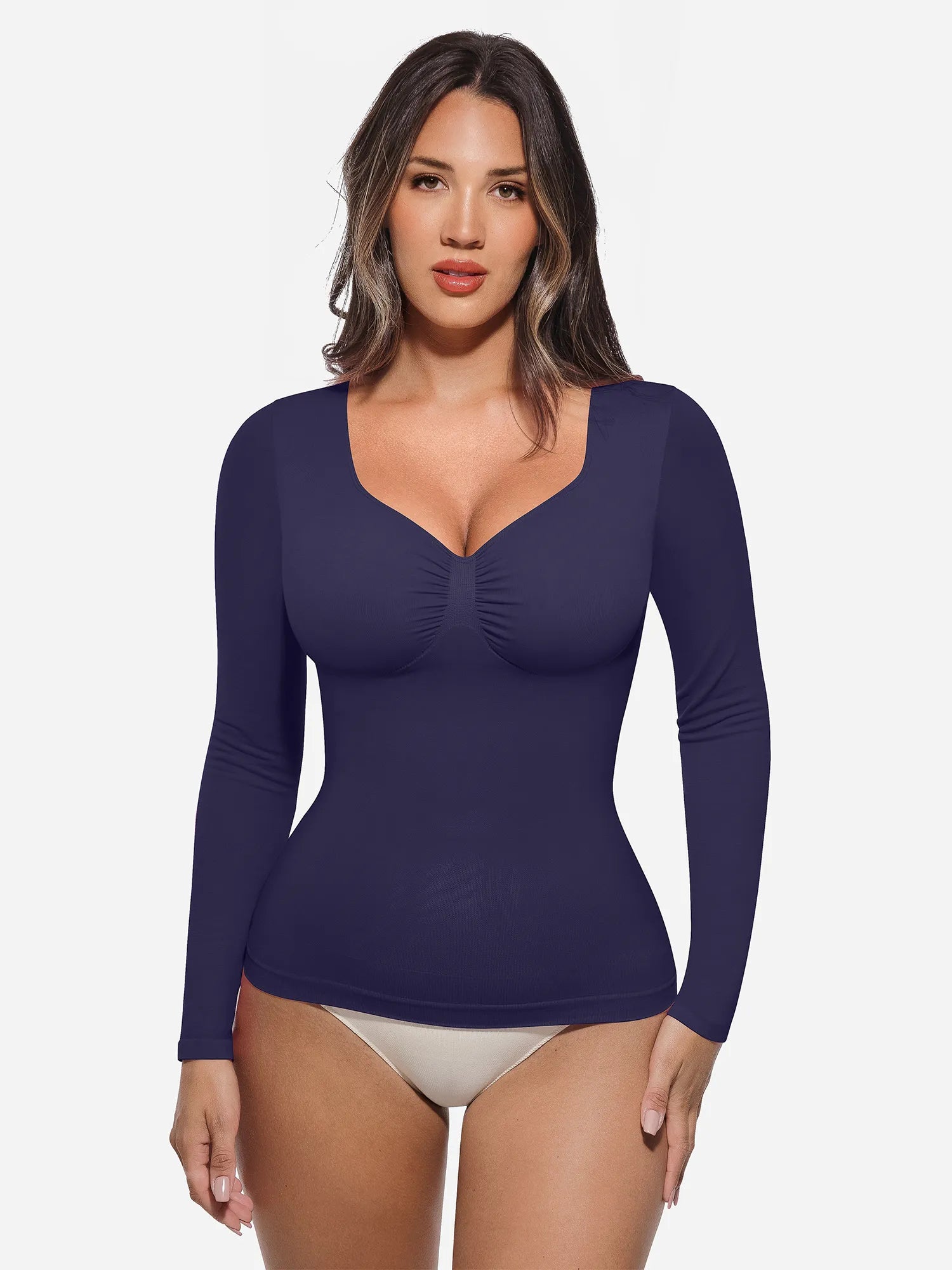 Lume Lingerie Seamless Long Sleeve Tummy Control Thong Bodysuit