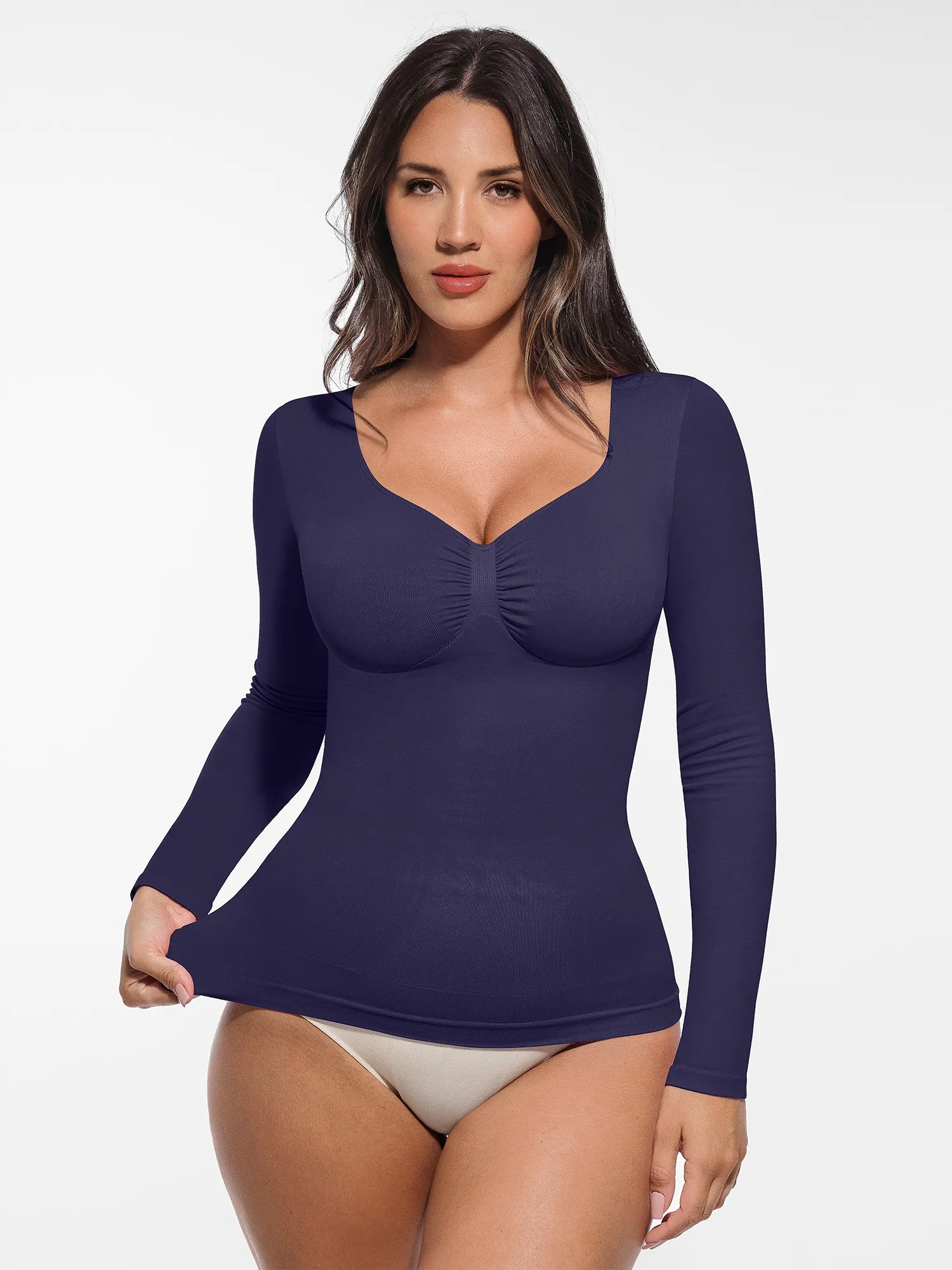 Lume Lingerie Seamless Long Sleeve Tummy Control Thong Bodysuit