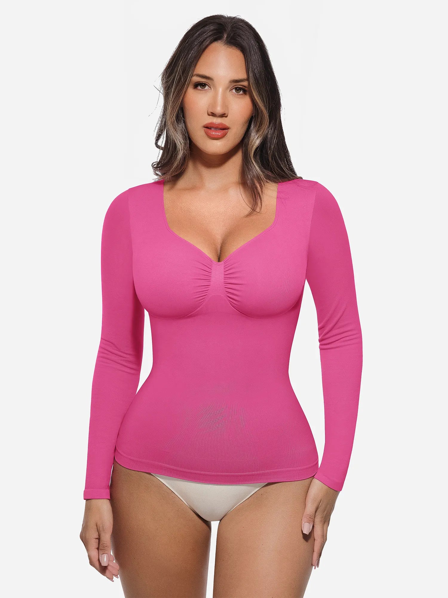 Lume Lingerie Seamless Long Sleeve Tummy Control Thong Bodysuit