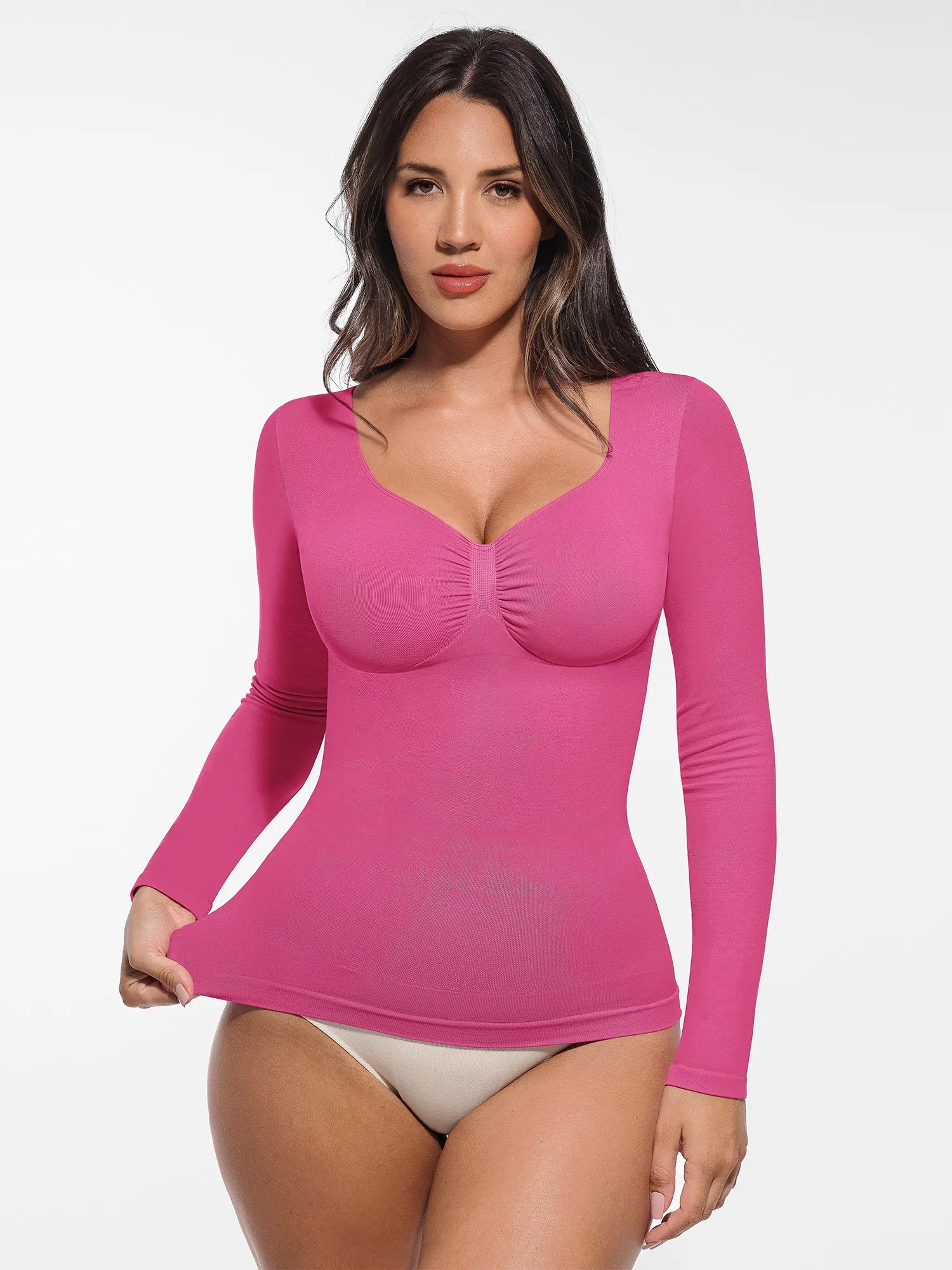 Lume Lingerie Seamless Long Sleeve Tummy Control Thong Bodysuit