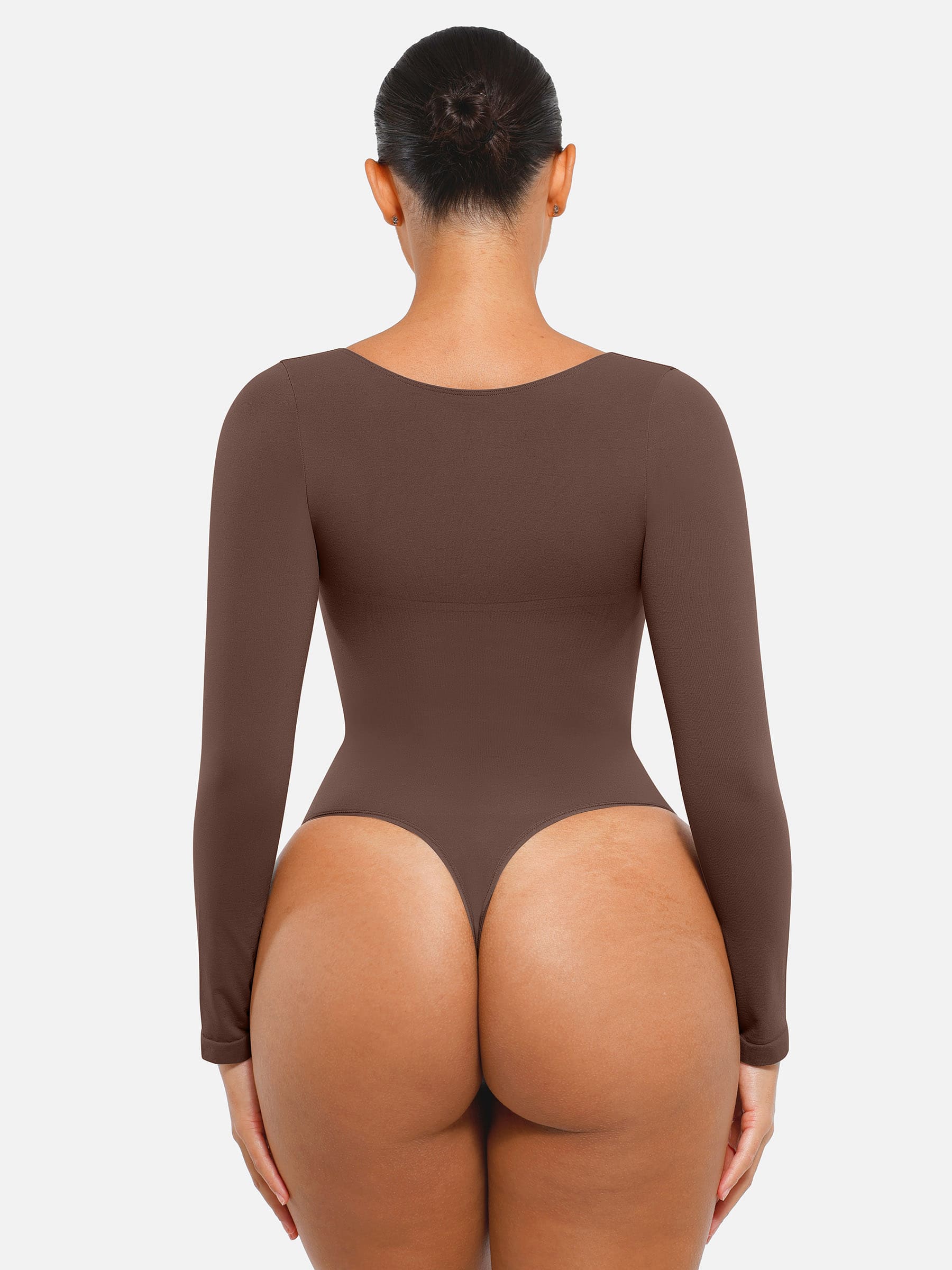 Lume Lingerie Seamless Long Sleeve Tummy Control Thong Bodysuit