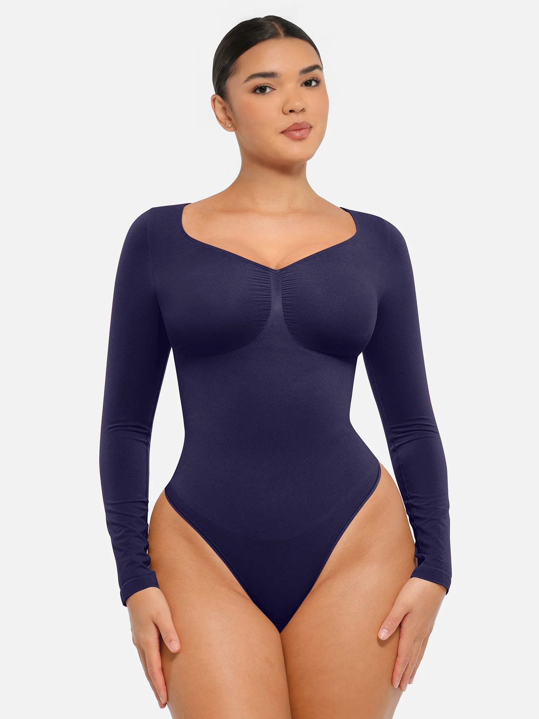 Lume Lingerie Seamless Long Sleeve Tummy Control Thong Bodysuit