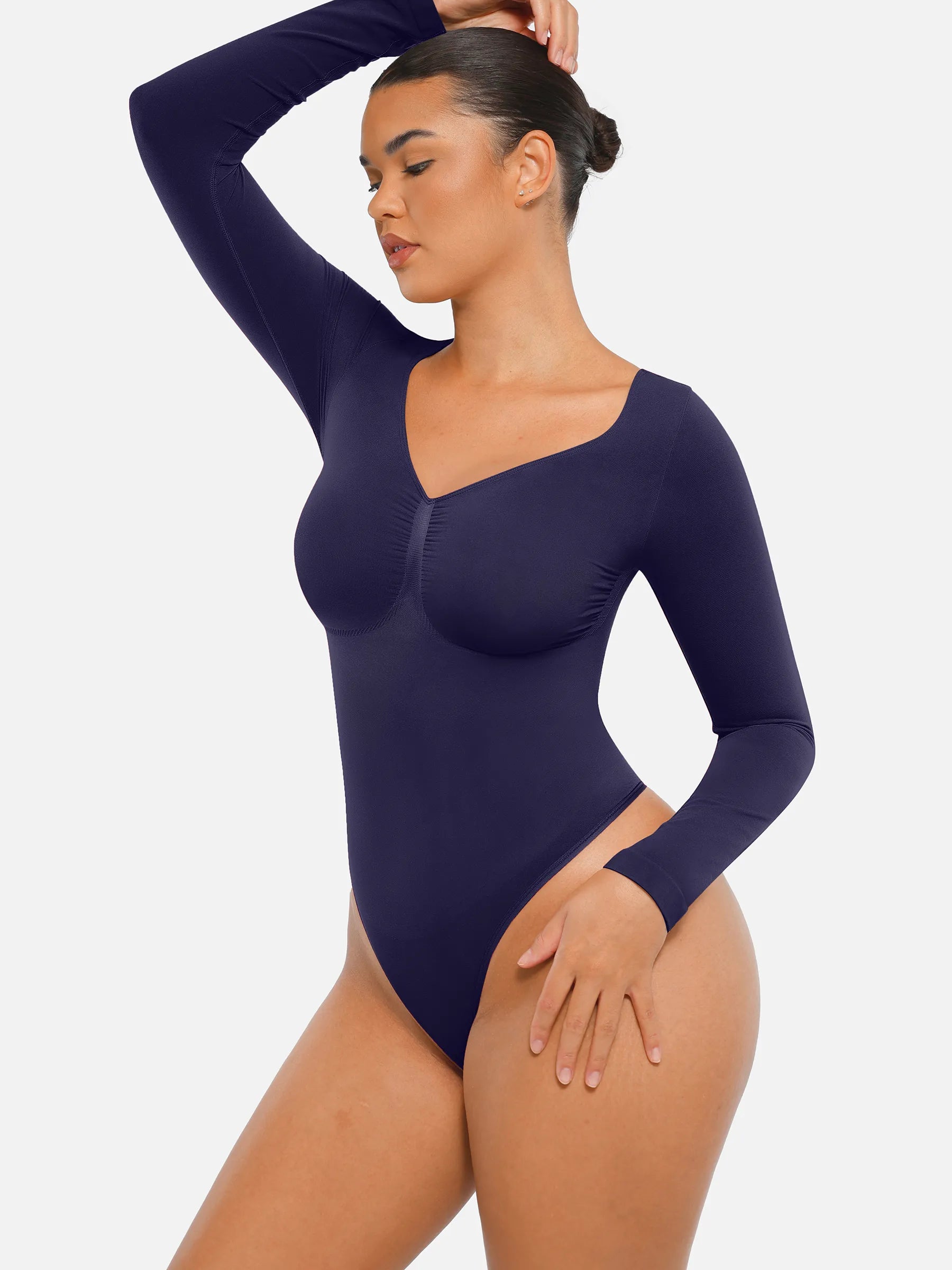 Lume Lingerie Seamless Long Sleeve Tummy Control Thong Bodysuit