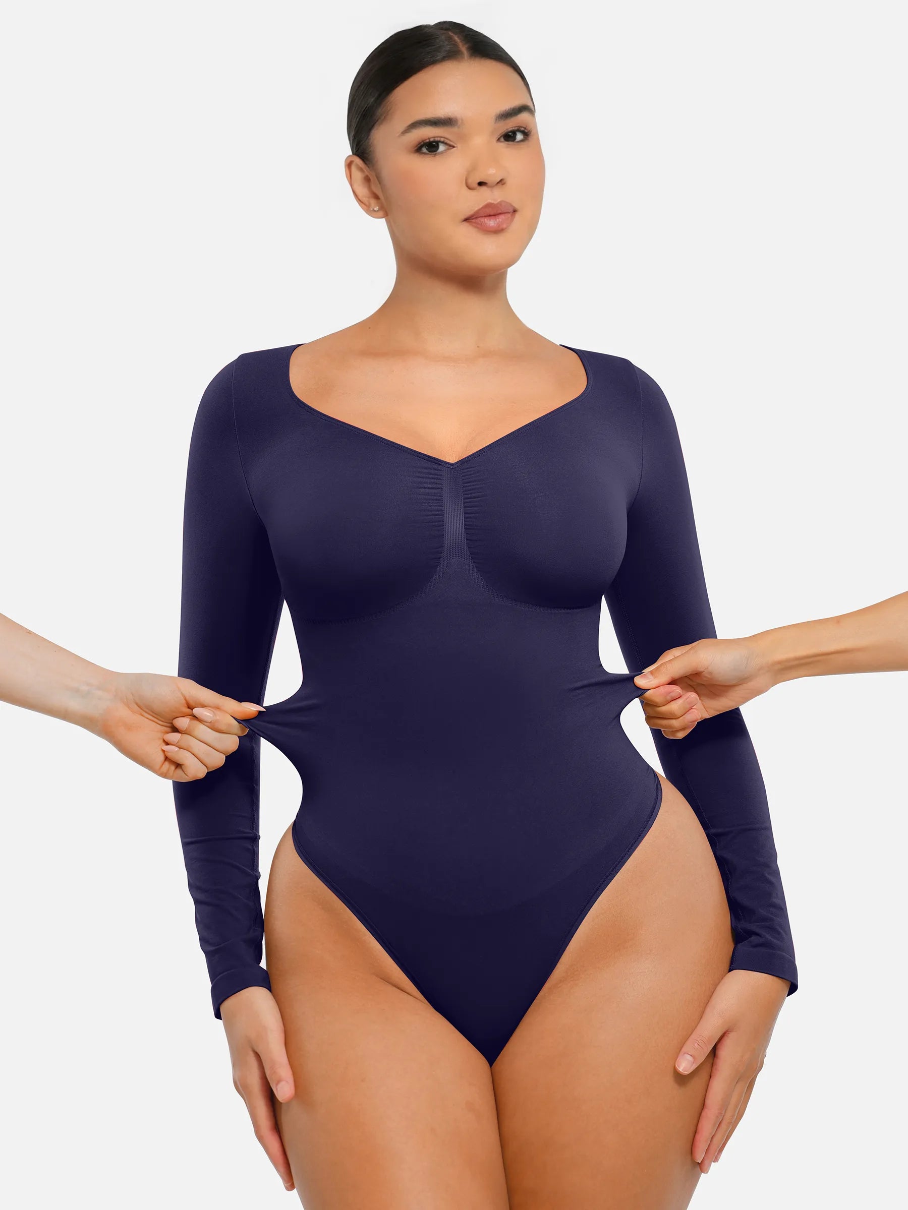 Lume Lingerie Seamless Long Sleeve Tummy Control Thong Bodysuit