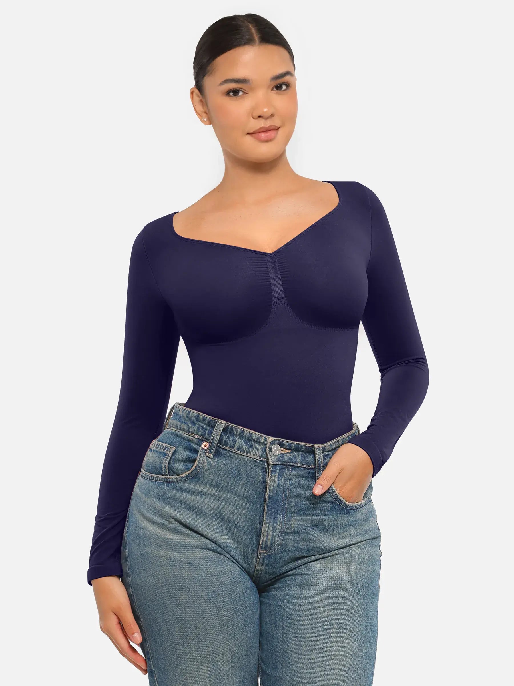 Lume Lingerie Seamless Long Sleeve Tummy Control Thong Bodysuit