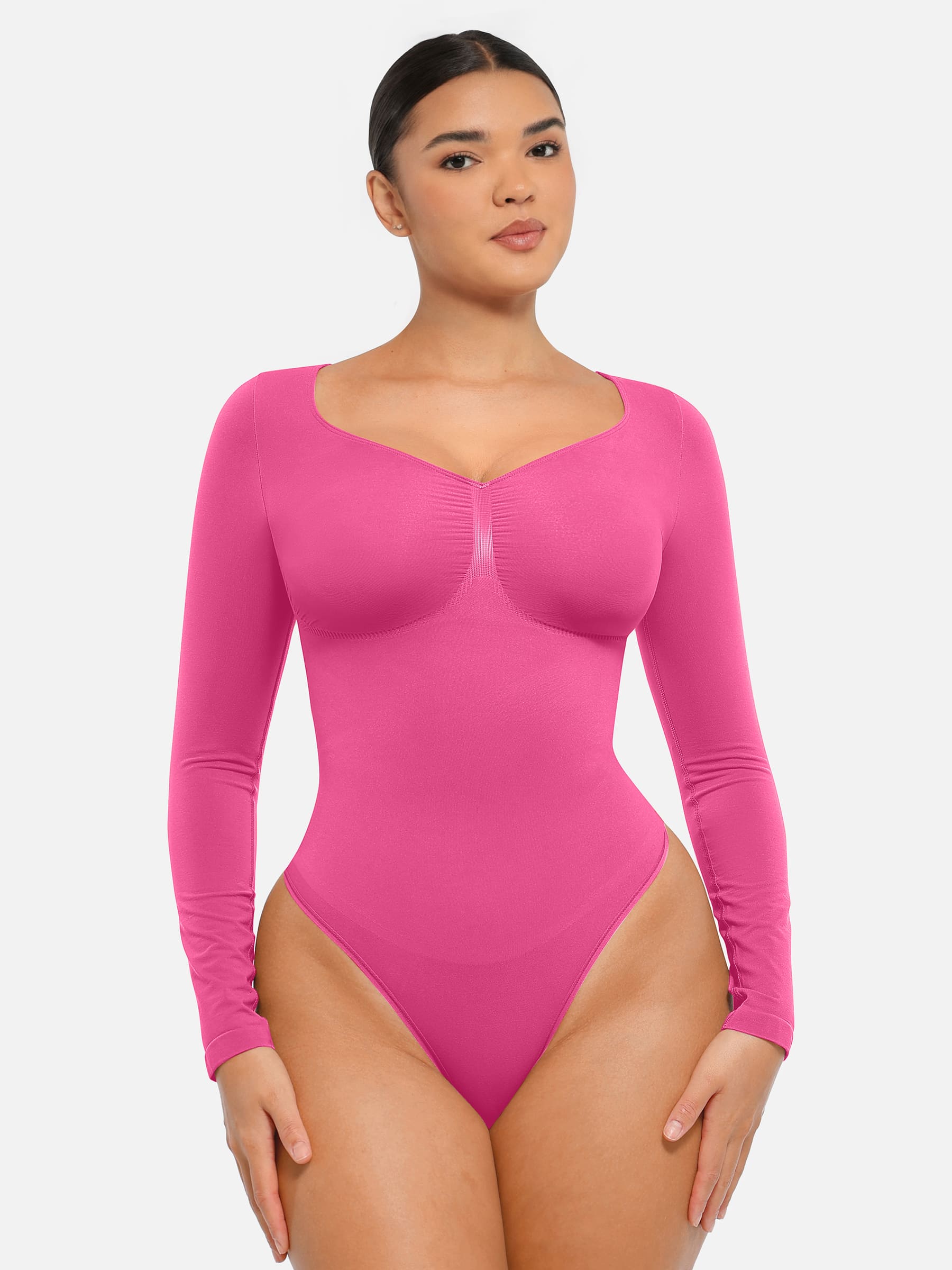 Lume Lingerie Seamless Long Sleeve Tummy Control Thong Bodysuit
