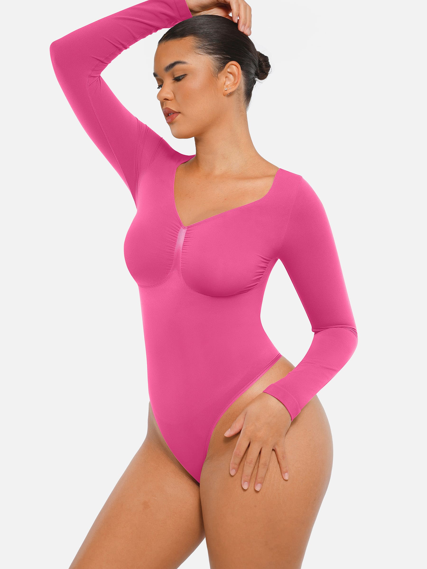 Lume Lingerie Seamless Long Sleeve Tummy Control Thong Bodysuit