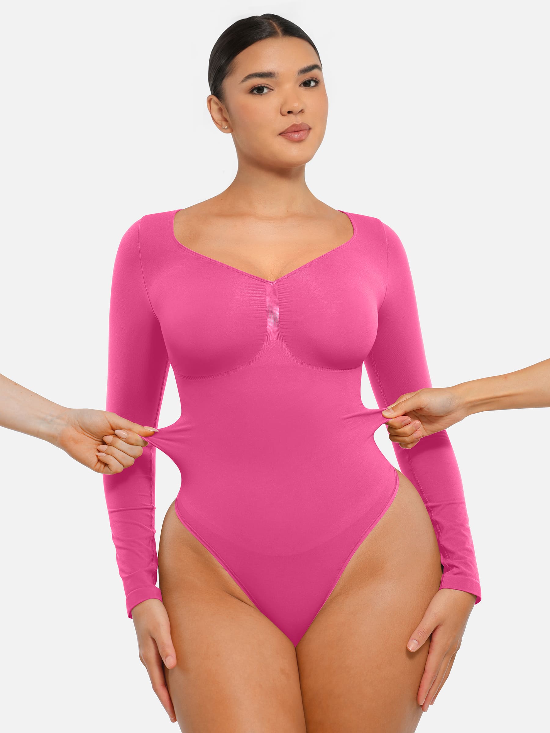 Lume Lingerie Seamless Long Sleeve Tummy Control Thong Bodysuit