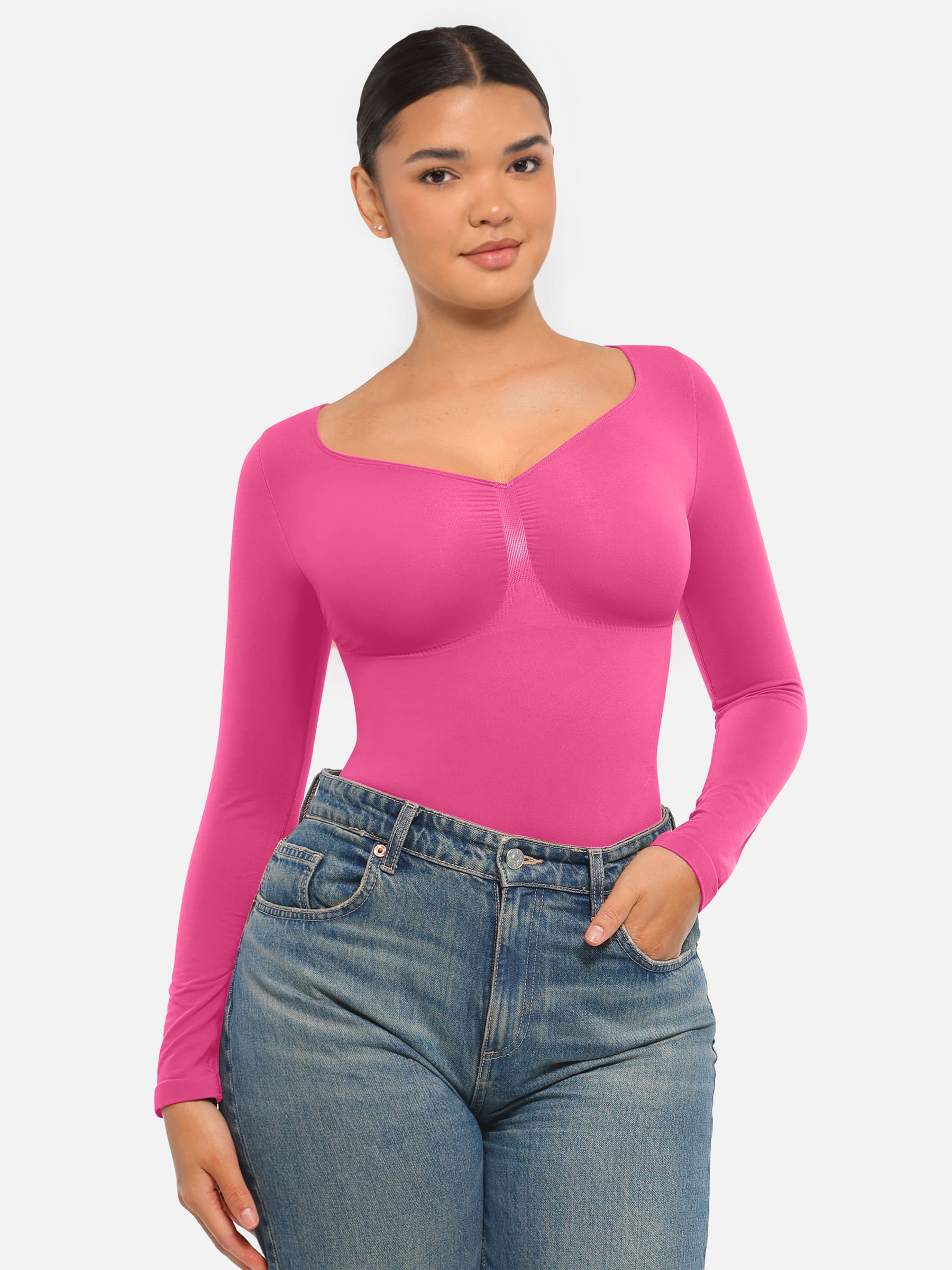 Lume Lingerie Seamless Long Sleeve Tummy Control Thong Bodysuit