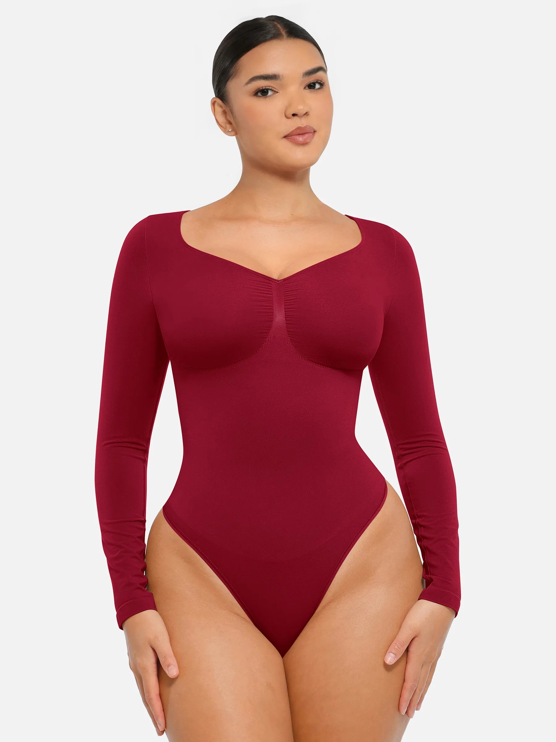 Lume Lingerie Seamless Long Sleeve Tummy Control Thong Bodysuit