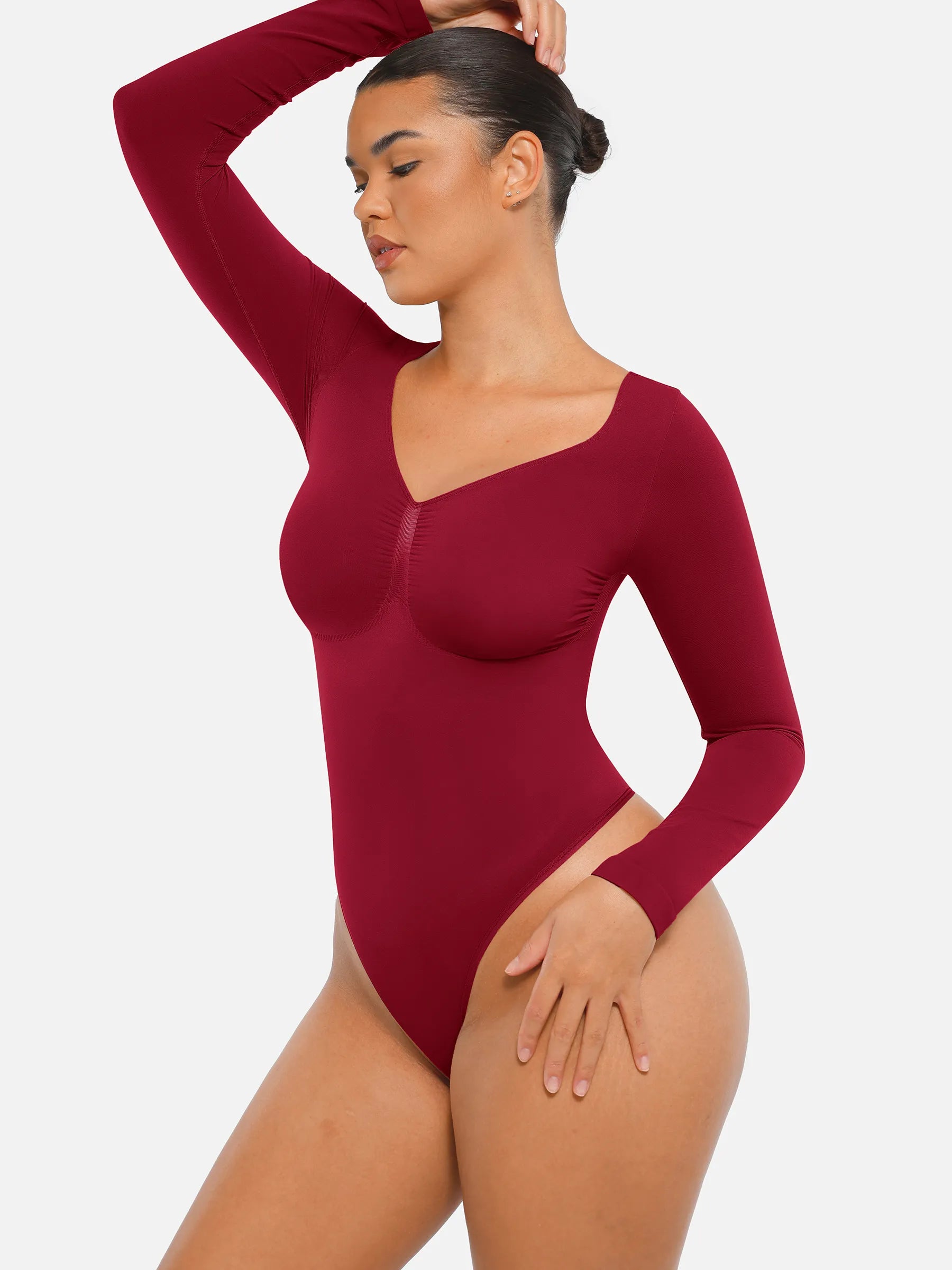Lume Lingerie Seamless Long Sleeve Tummy Control Thong Bodysuit