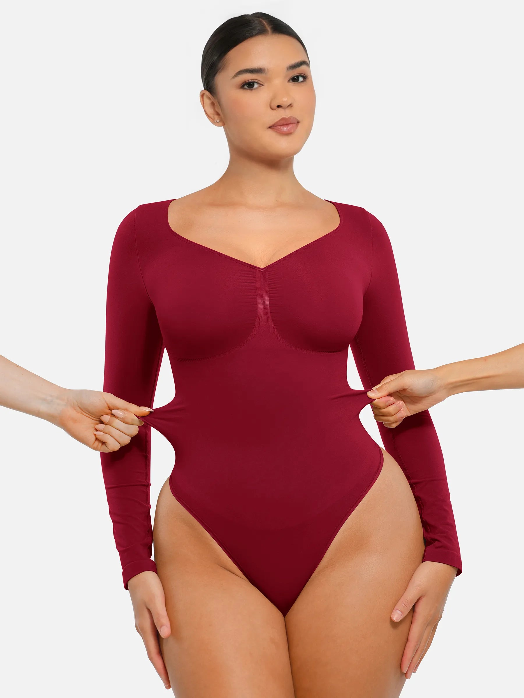 Lume Lingerie Seamless Long Sleeve Tummy Control Thong Bodysuit