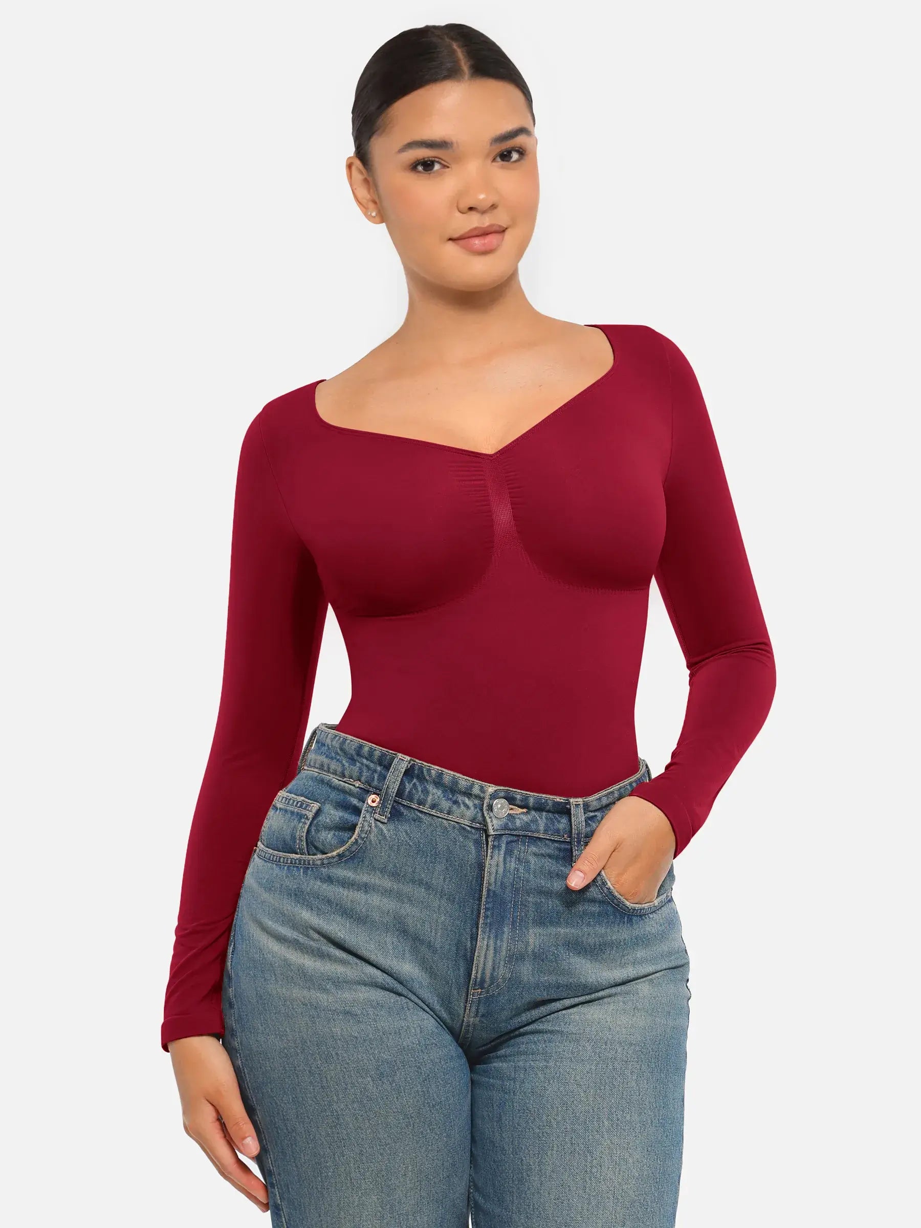 Lume Lingerie Seamless Long Sleeve Tummy Control Thong Bodysuit