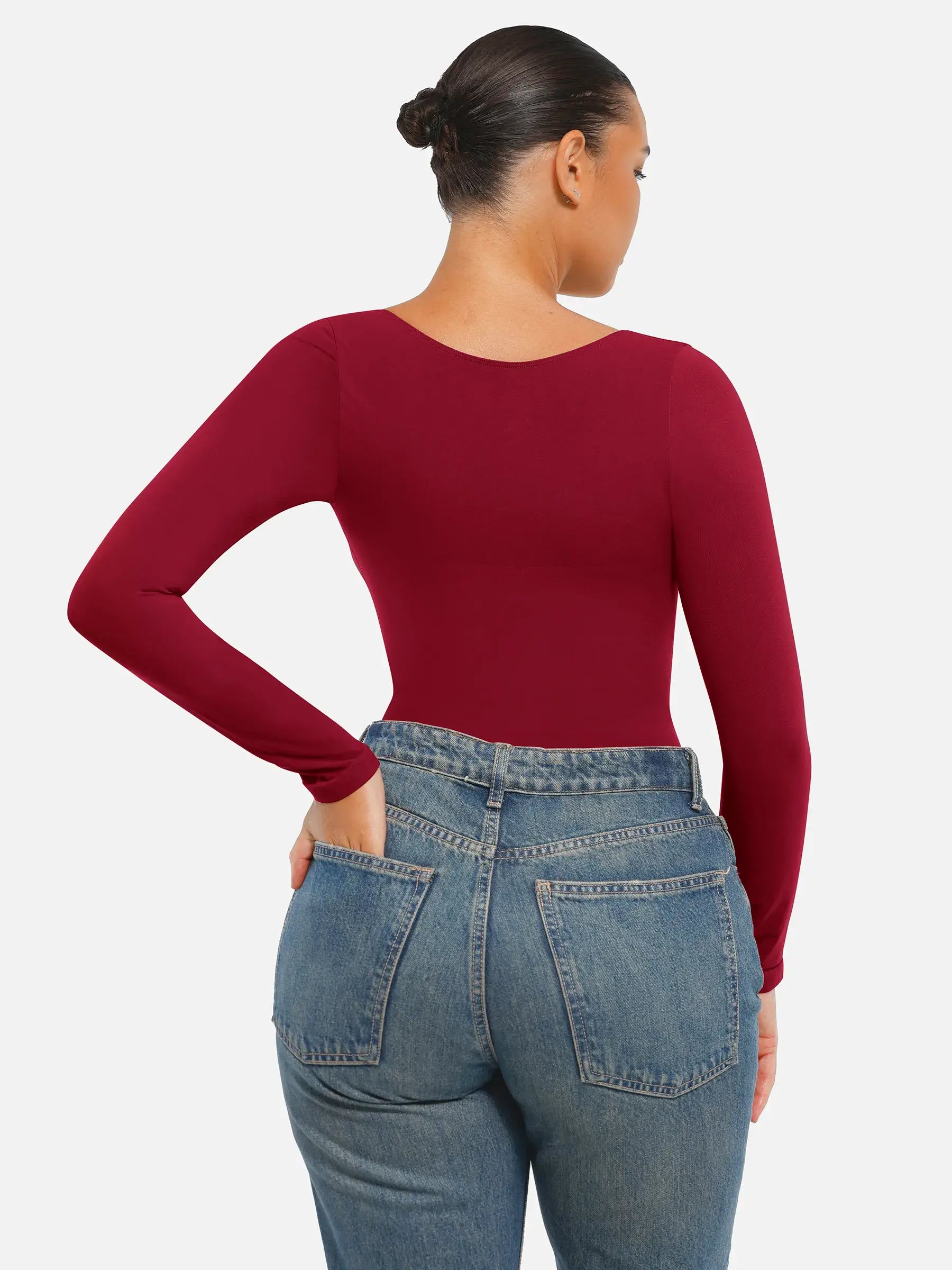 Lume Lingerie Seamless Long Sleeve Tummy Control Thong Bodysuit