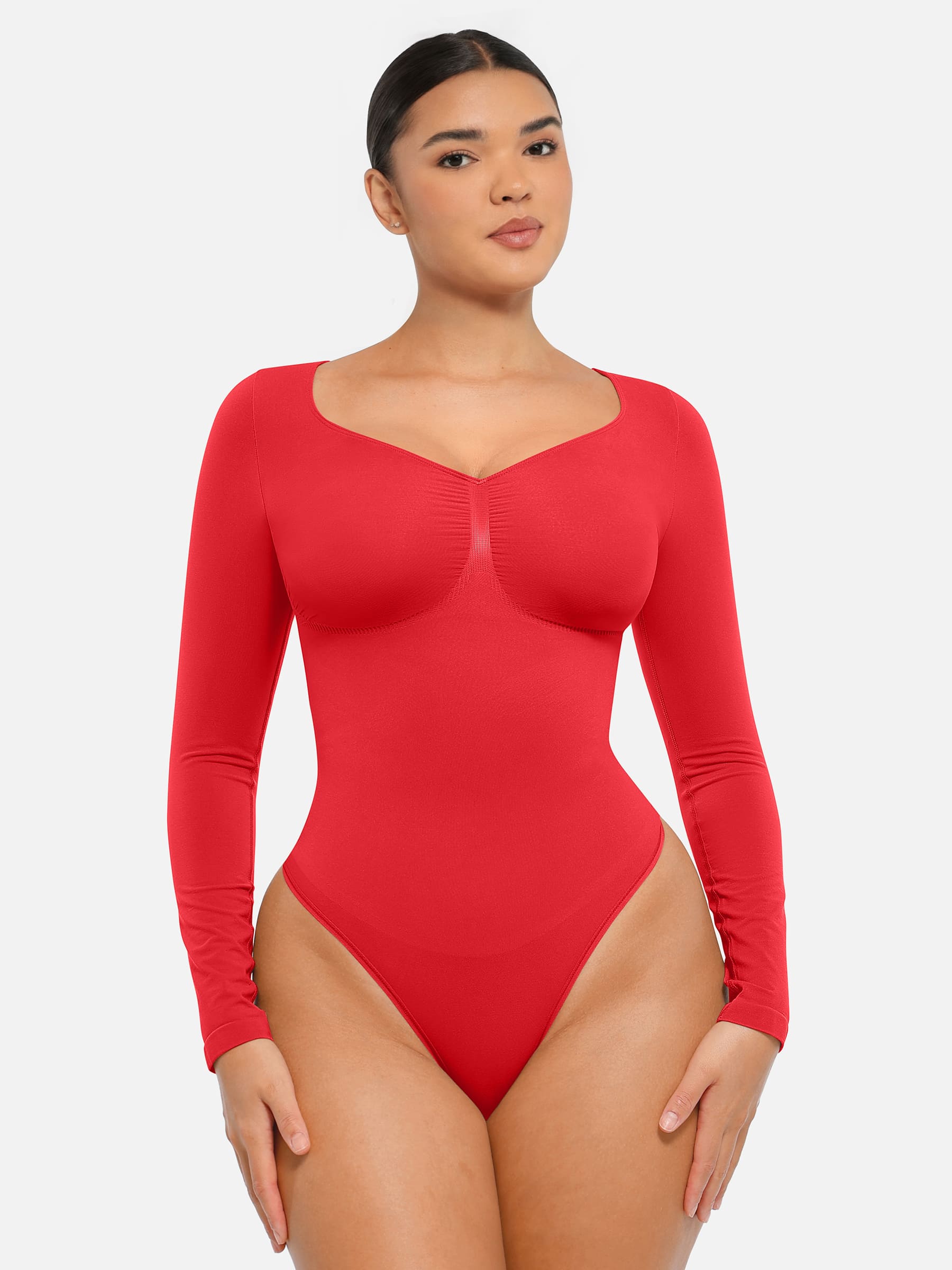 Lume Lingerie Seamless Long Sleeve Tummy Control Thong Bodysuit