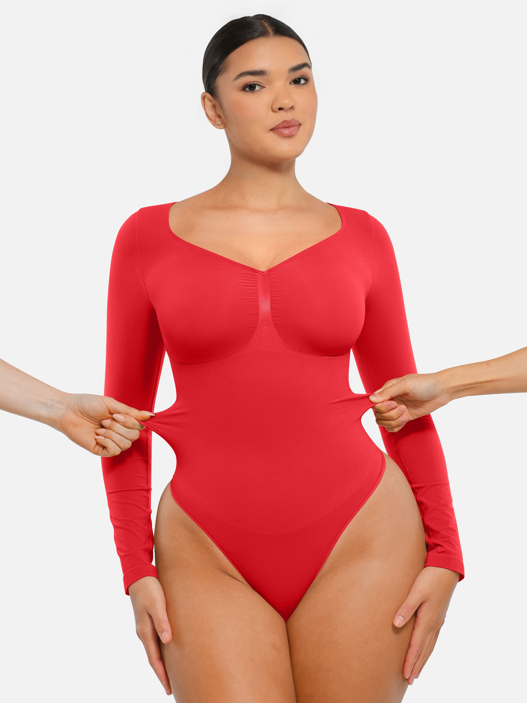 Lume Lingerie Seamless Long Sleeve Tummy Control Thong Bodysuit