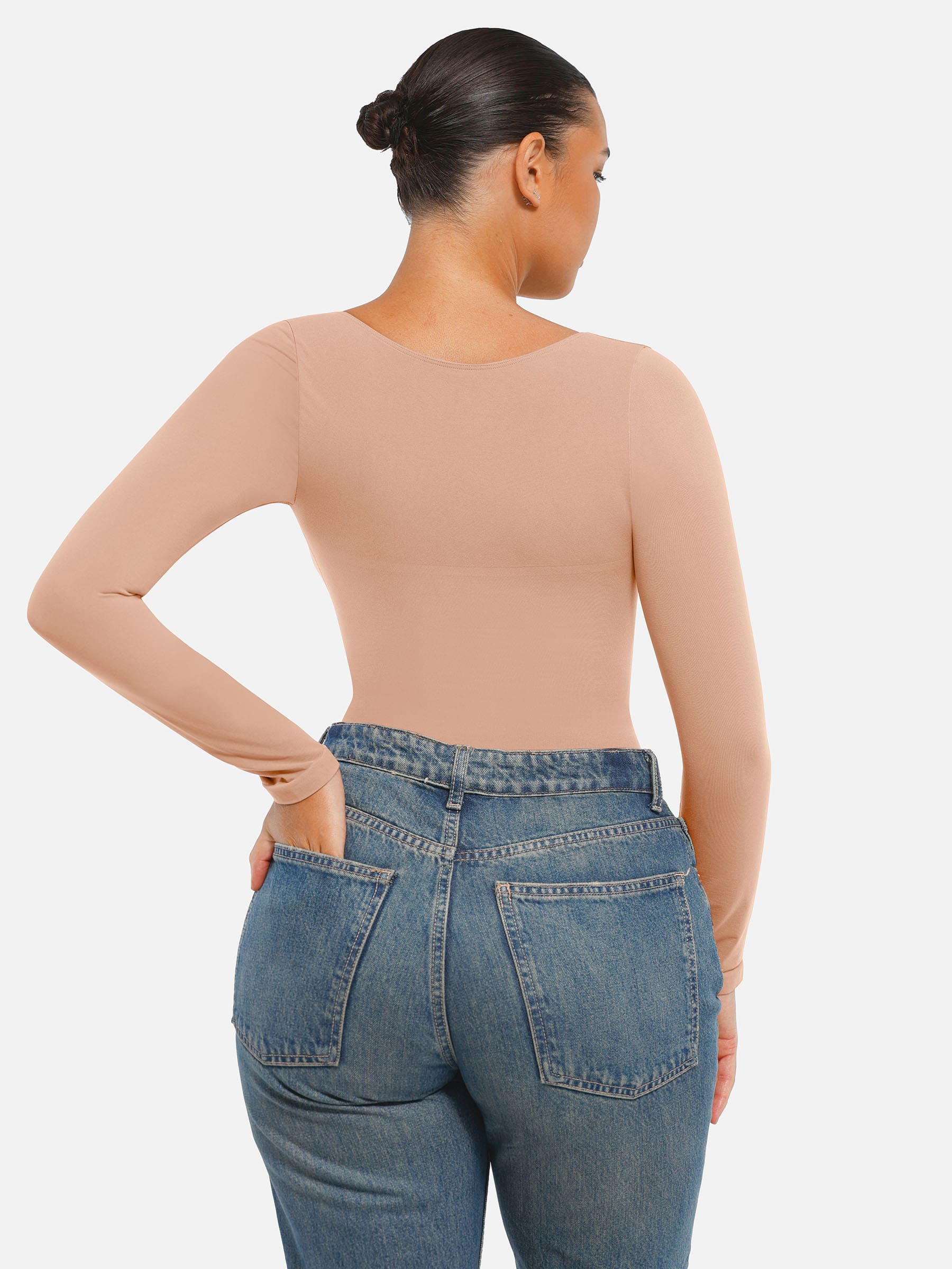 Lume Lingerie Seamless Long Sleeve Tummy Control Thong Bodysuit