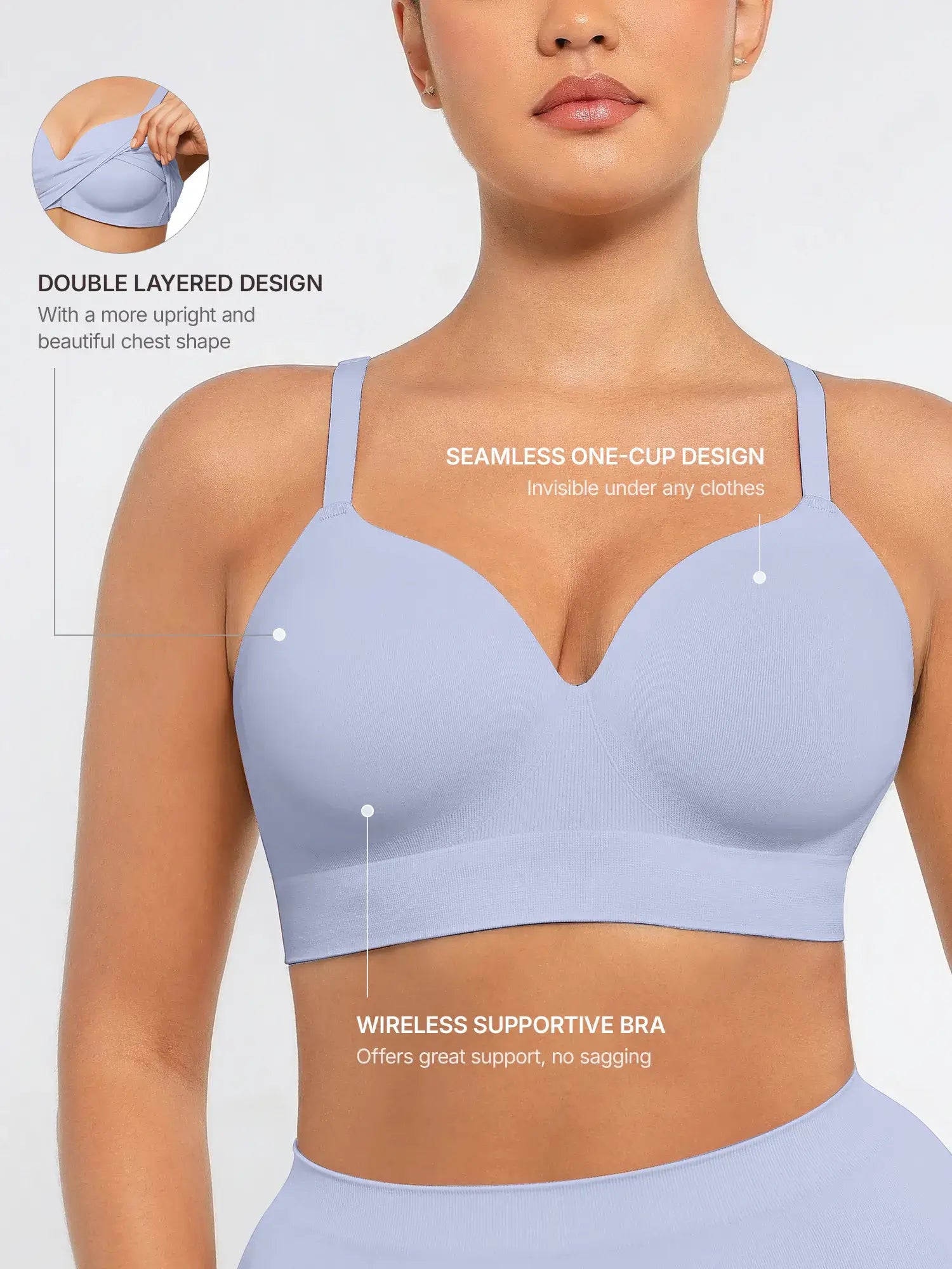 Lume Lingerie Wireless Push-Up Seamless Comfort Full Coverage Bra