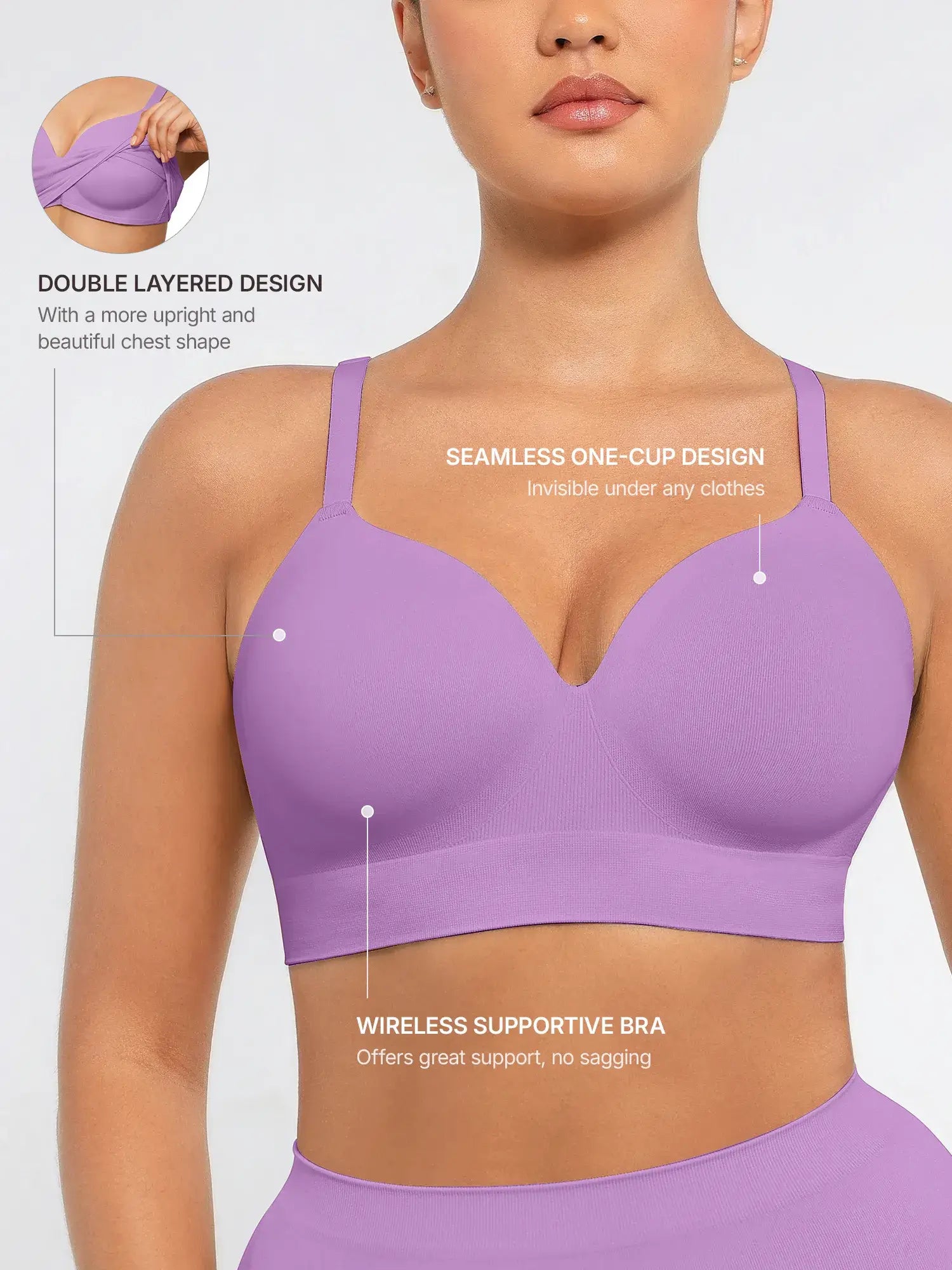 Lume Lingerie Wireless Push-Up Seamless Comfort Full Coverage Bra