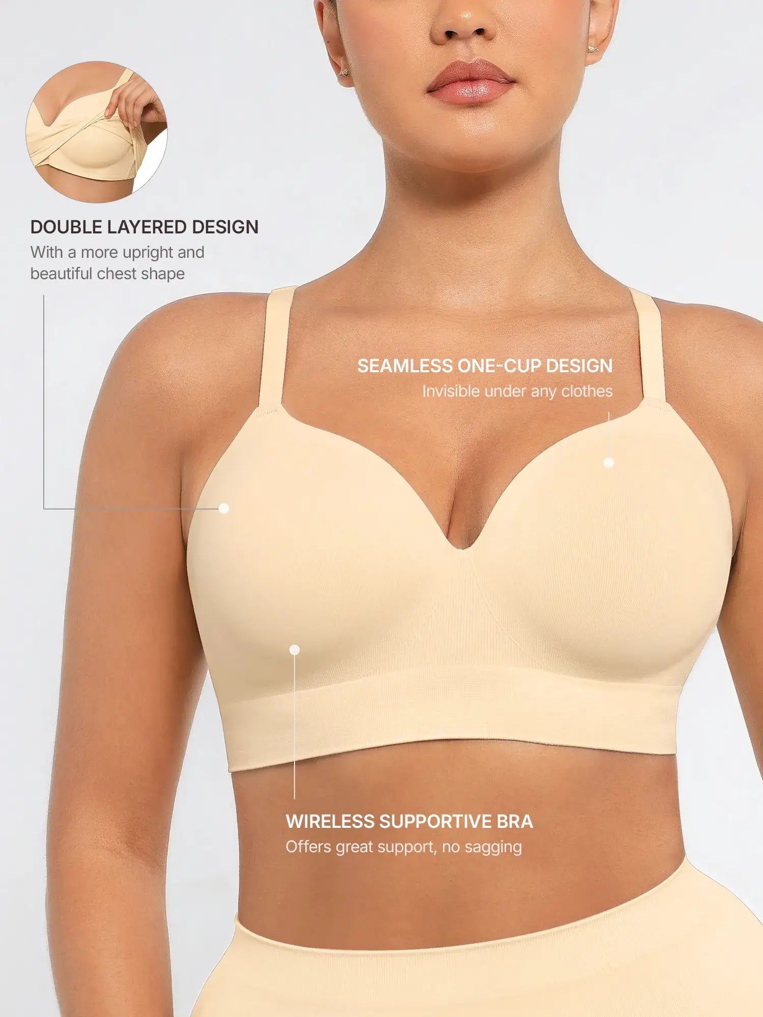 Lume Lingerie Wireless Push-Up Seamless Comfort Full Coverage Bra