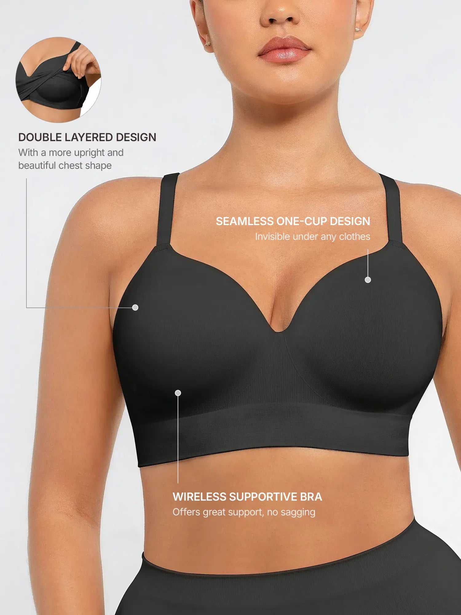 Lume Lingerie Wireless Push-Up Seamless Comfort Full Coverage Bra