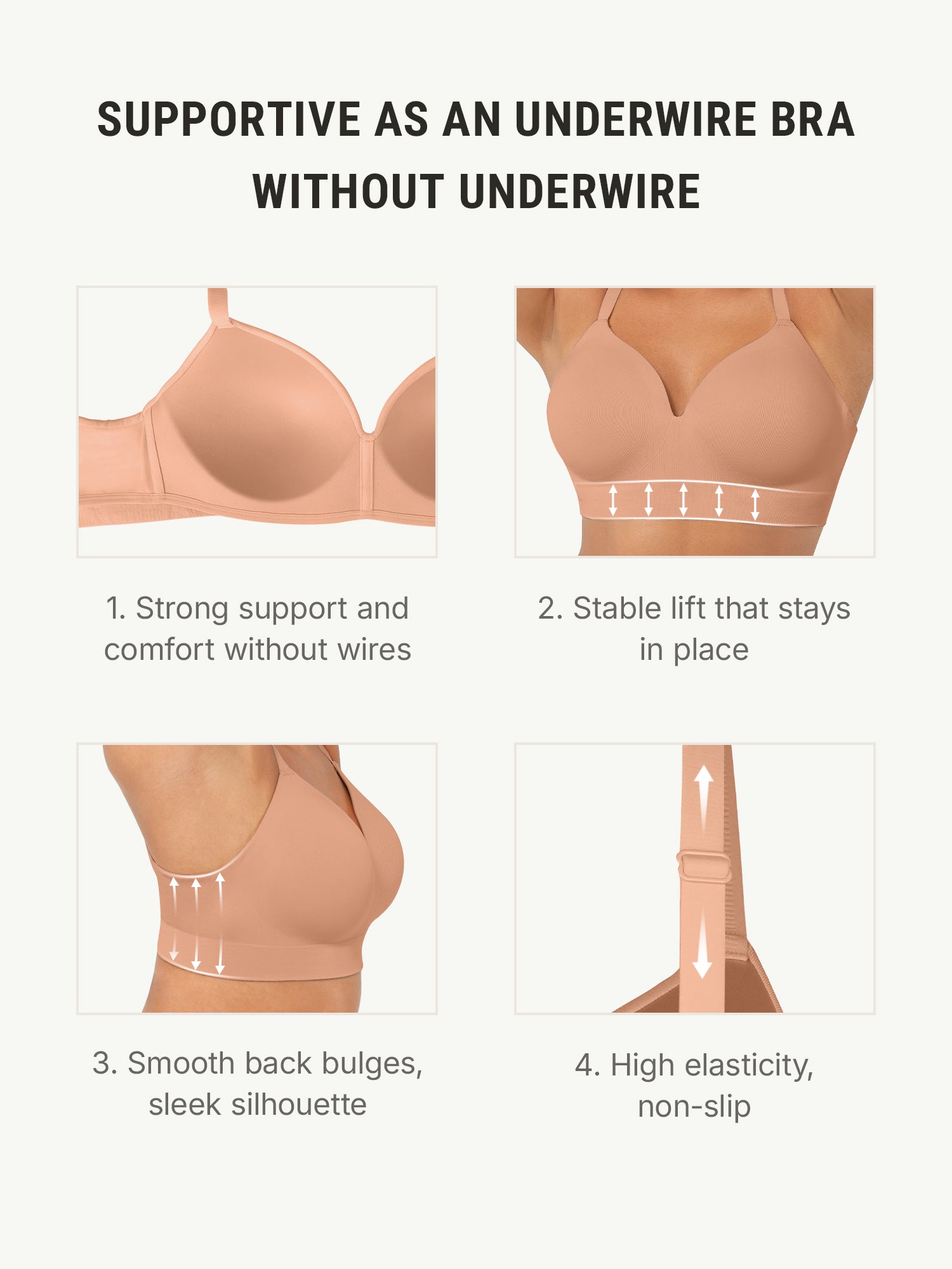 Lume Lingerie Wireless Push-Up Seamless Comfort Full Coverage Bra