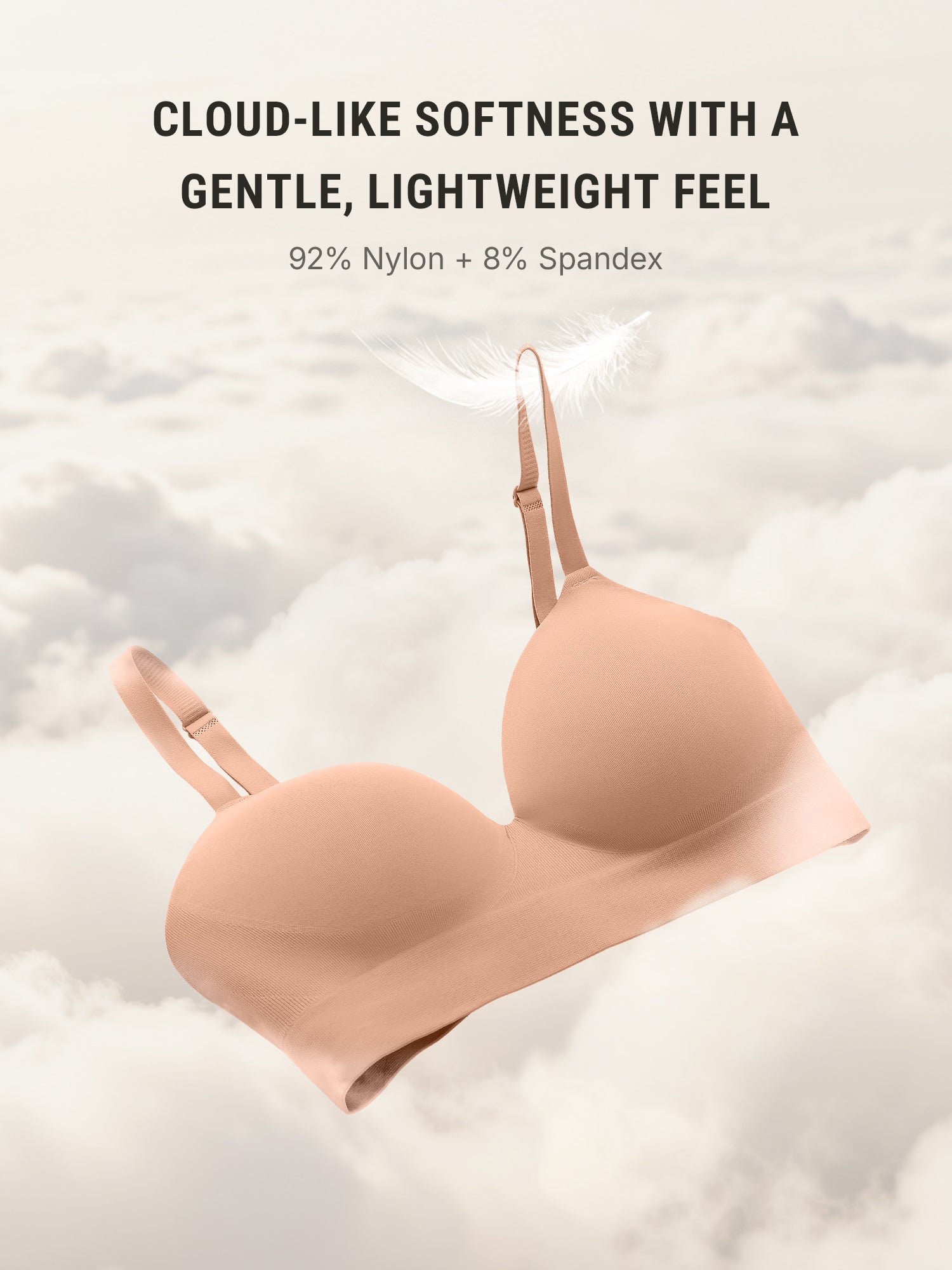 Lume Lingerie Wireless Push-Up Seamless Comfort Full Coverage Bra